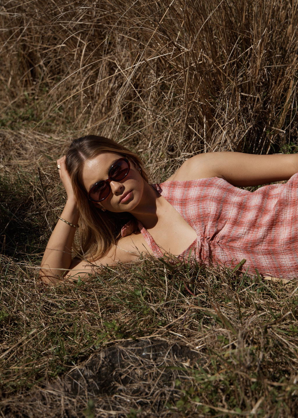 AFENDS Womens Andy - Seersucker Maxi Dress - Red Check