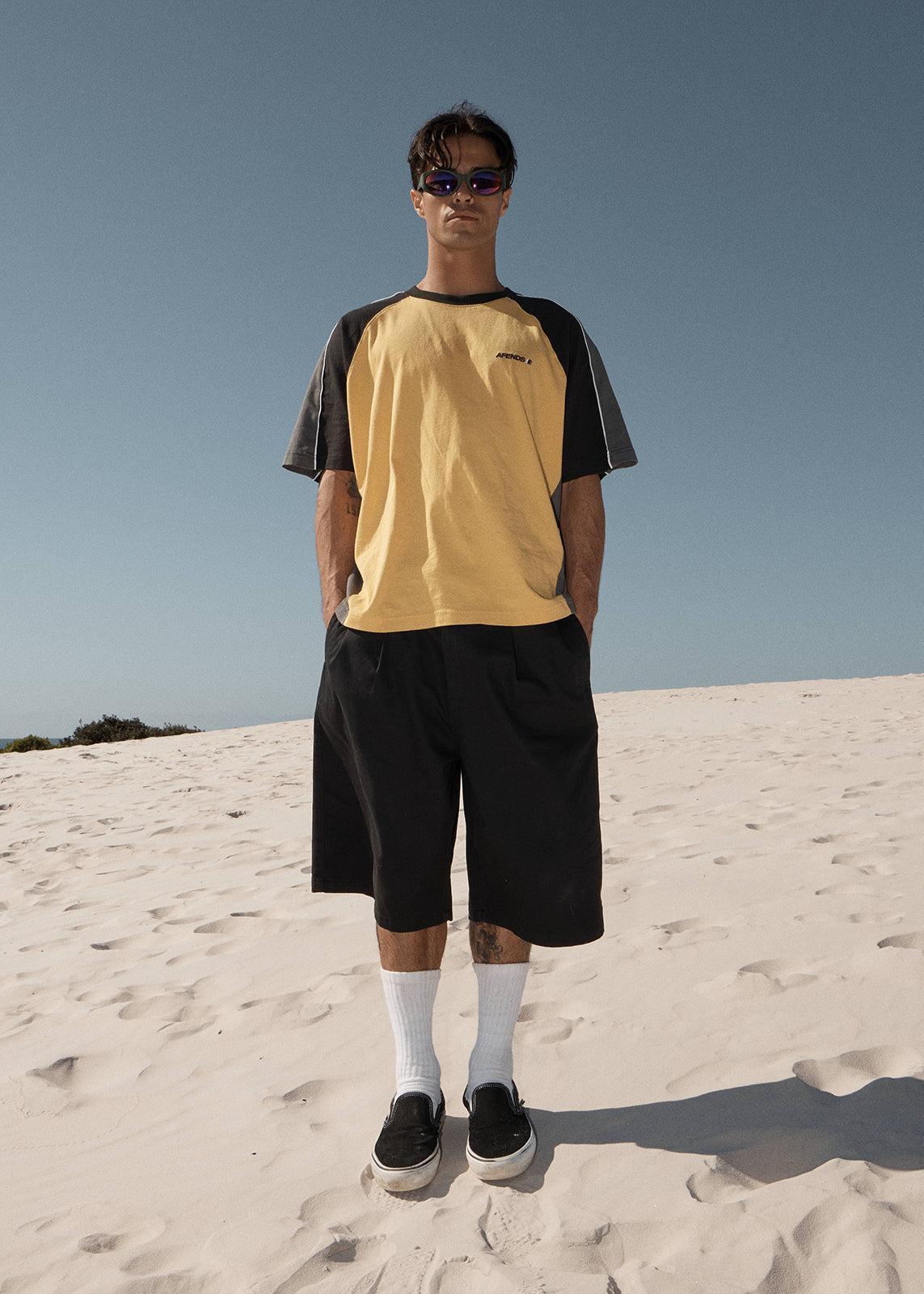 AFENDS Tallows - Panelled Raglan Tee - Mango