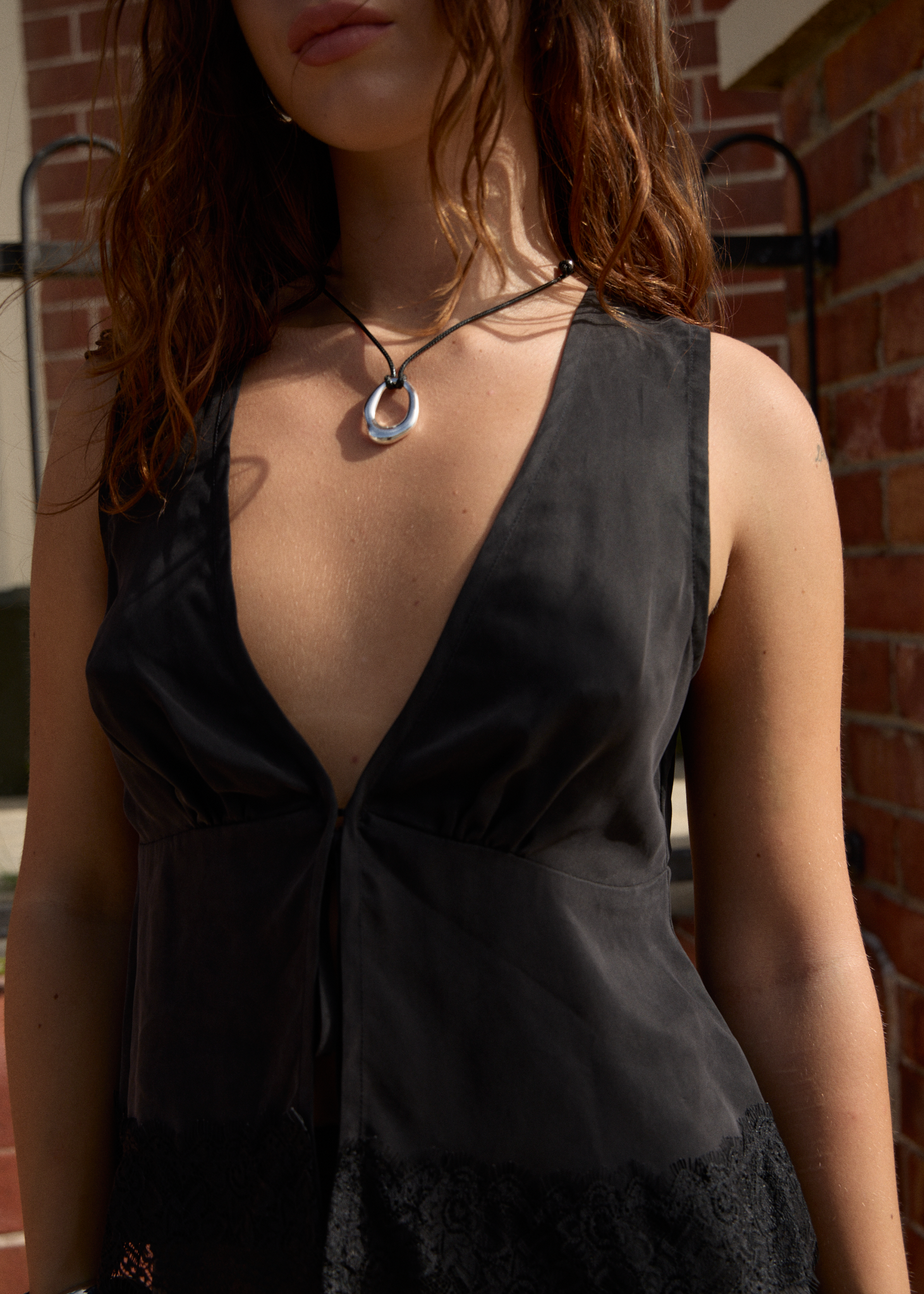 AFENDS Womens Sinclair - Cupro Tie Top - Black