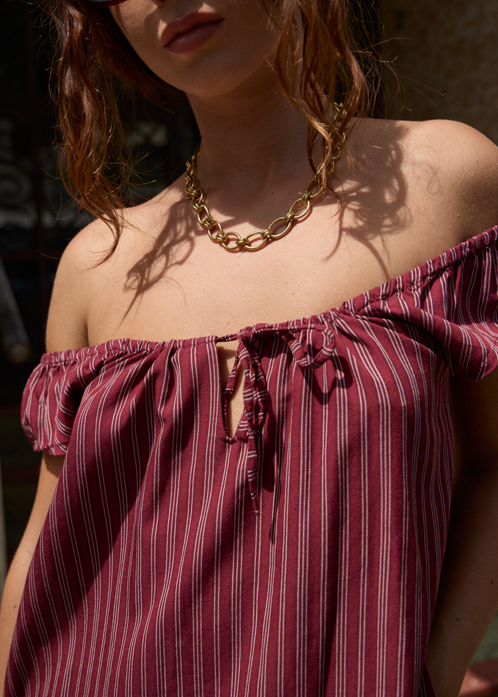 AFENDS Womens Ledger - Mini Dress - Burgundy Stripe