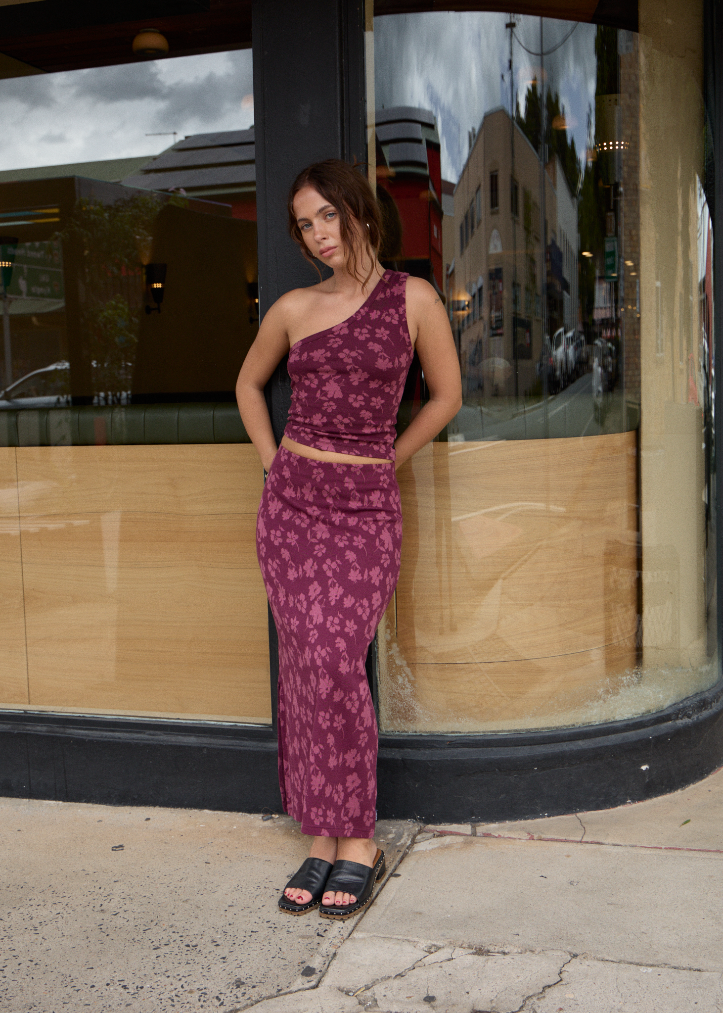 AFENDS Womens Marin - Midi Skirt - Port