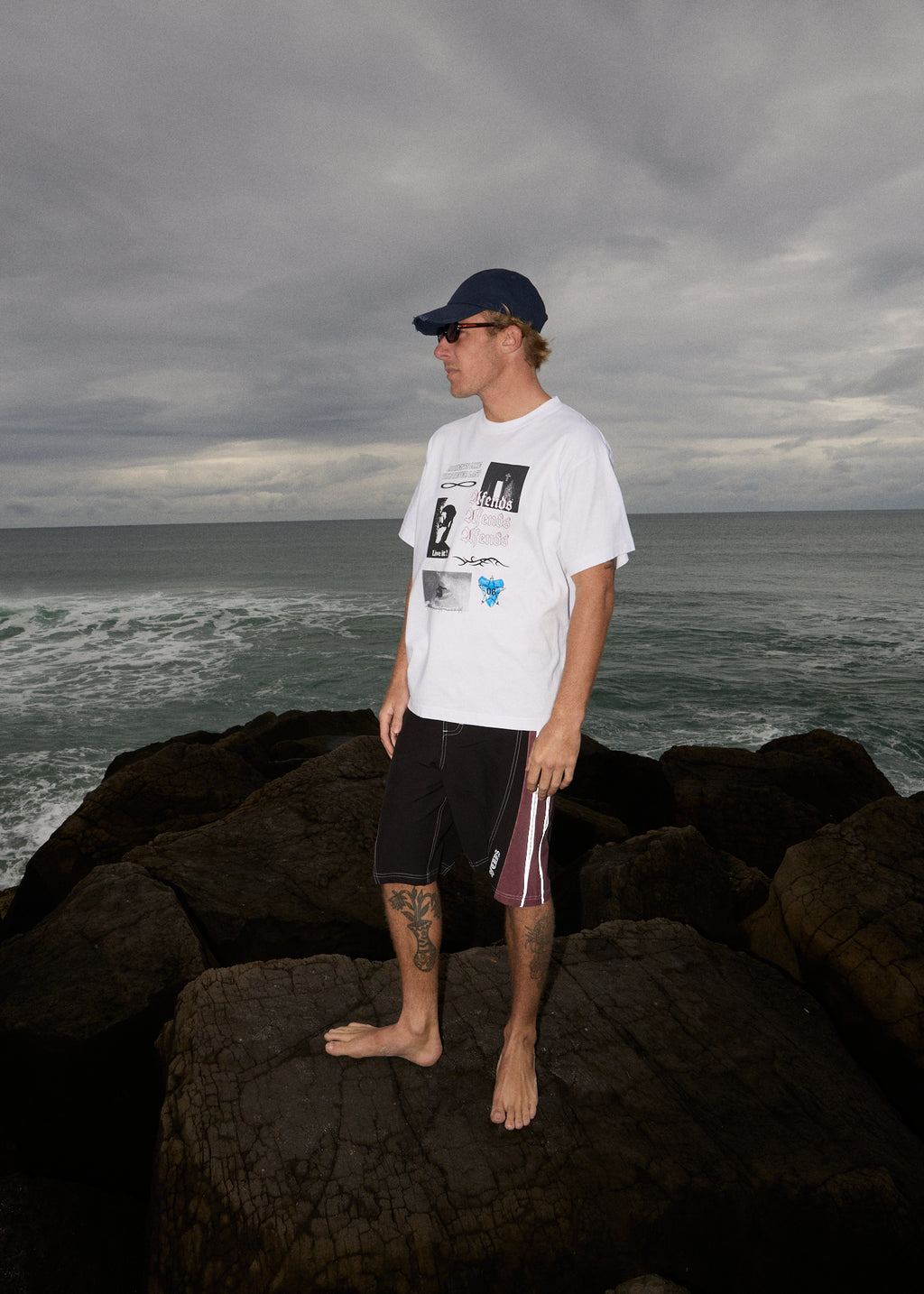 AFENDS Mens Never Last - Heavyweight Boxy Tee - White