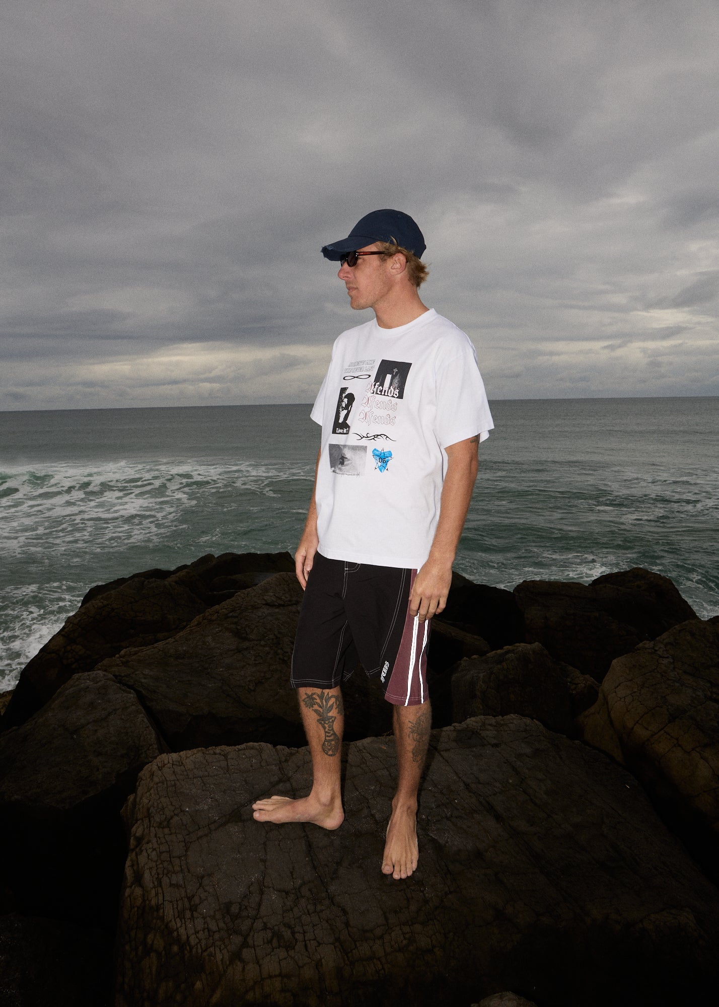 AFENDS Mens Never Last - Heavyweight Boxy Tee - White