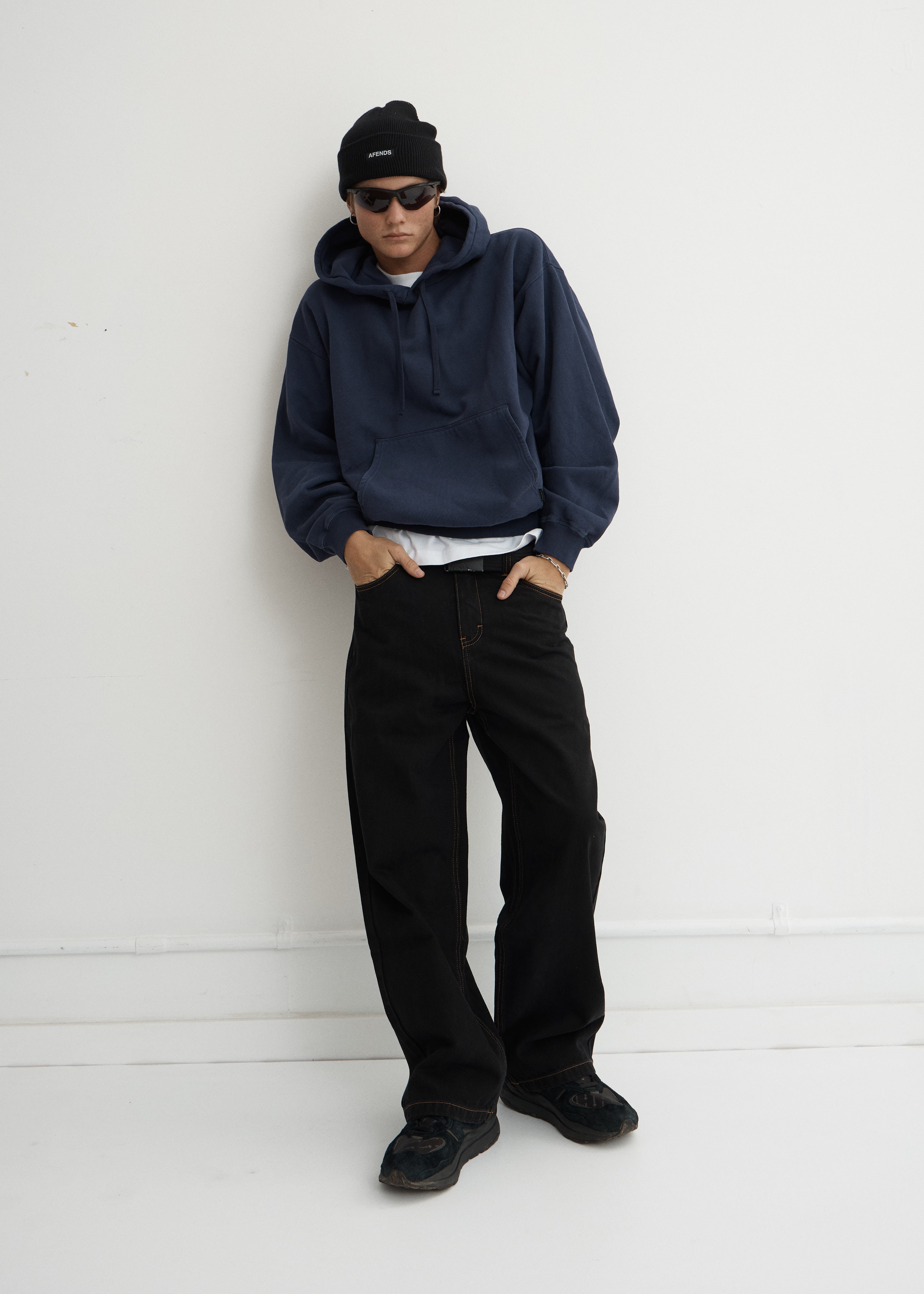 AFENDS Mens Pablo - Denim Baggy Jean - Washed Black