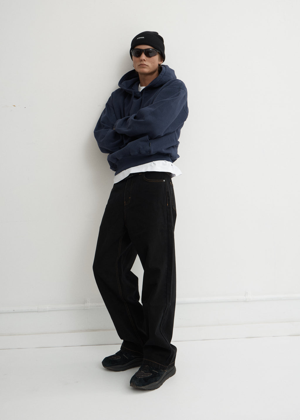 AFENDS Mens Pablo - Denim Baggy Jean - Washed Black