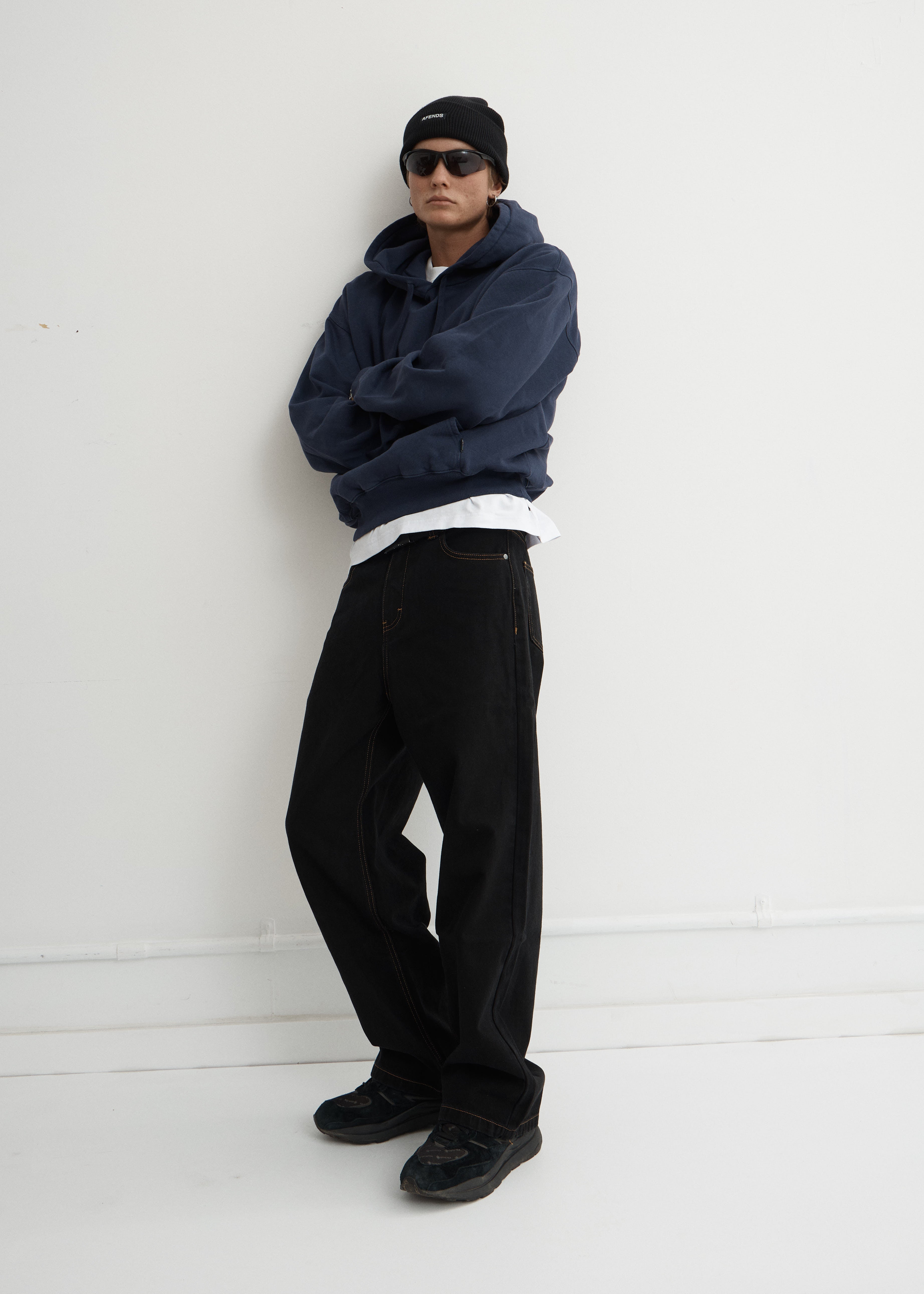 AFENDS Mens Pablo - Denim Baggy Jean - Washed Black