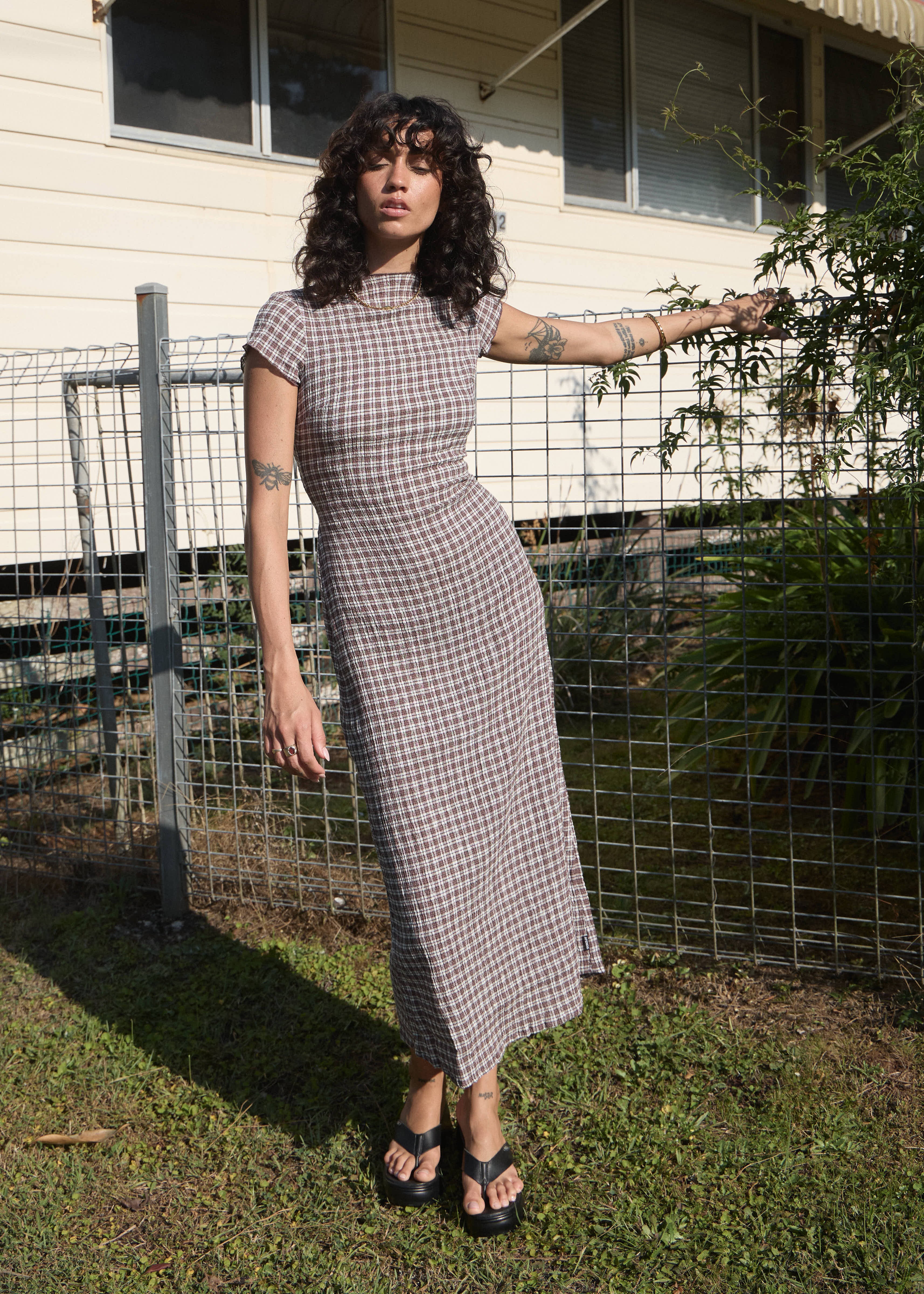 AFENDS Womens Elodie - Seersucker Midi Dress AFENDS Womens Elodie - Seersucker Midi Dress