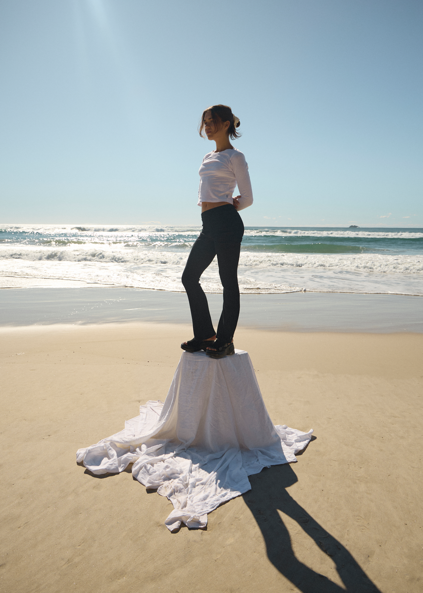 AFENDS Womens Focus - Seersucker Flare Pant - Black