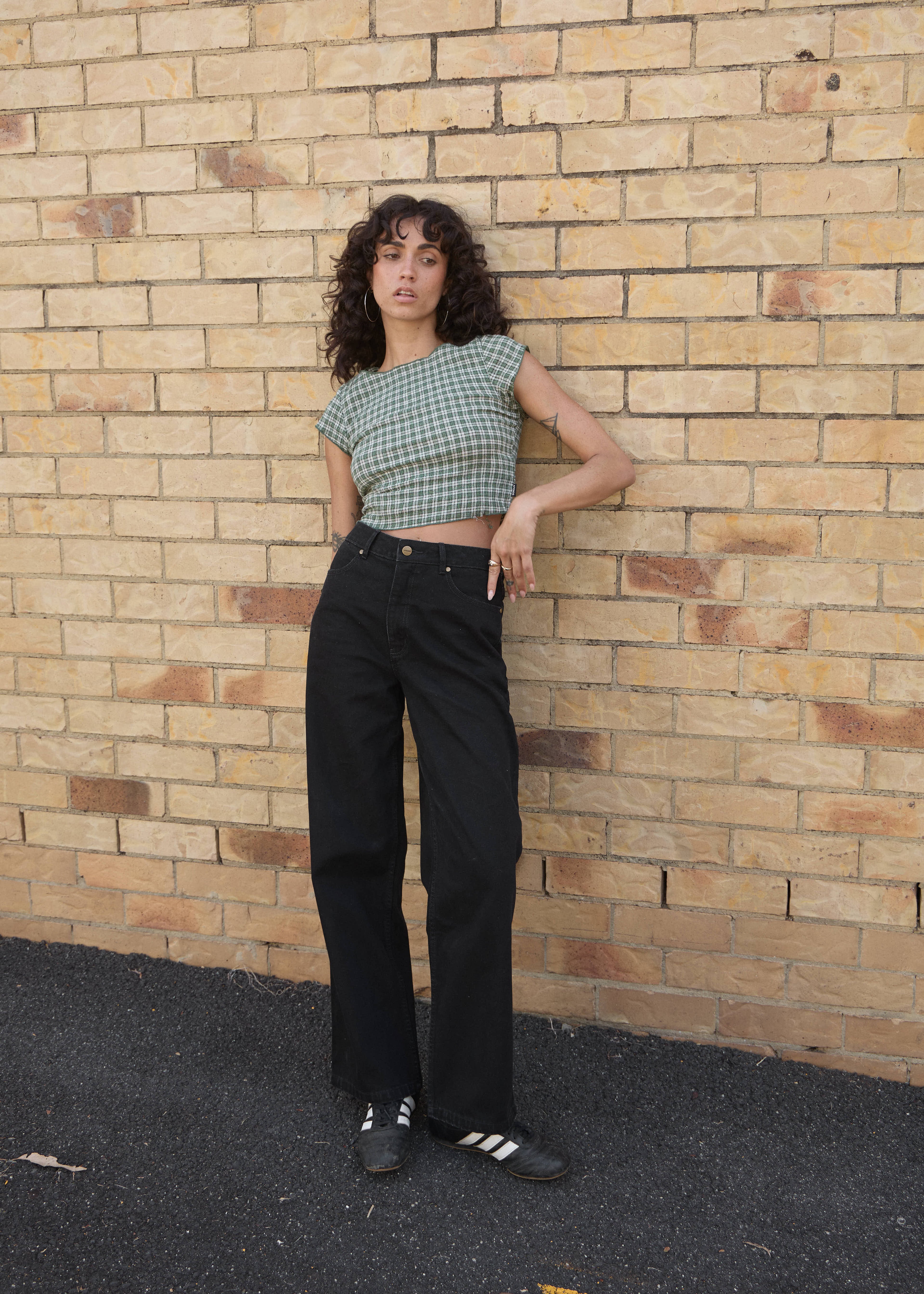 AFENDS Womens Bella - Denim Wide Leg Baggy Jean - Washed Black