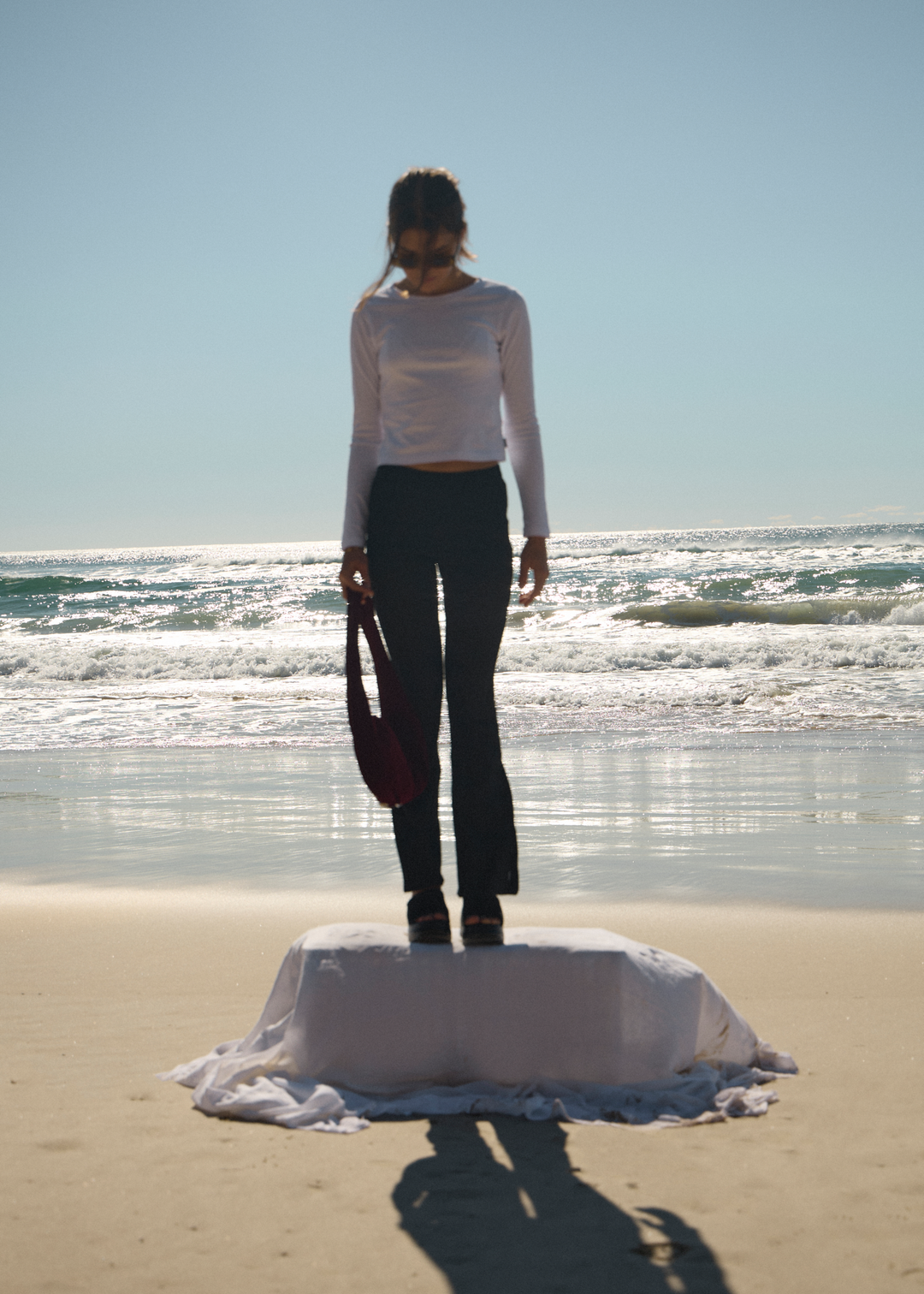 AFENDS Womens Focus - Seersucker Flare Pant - Black