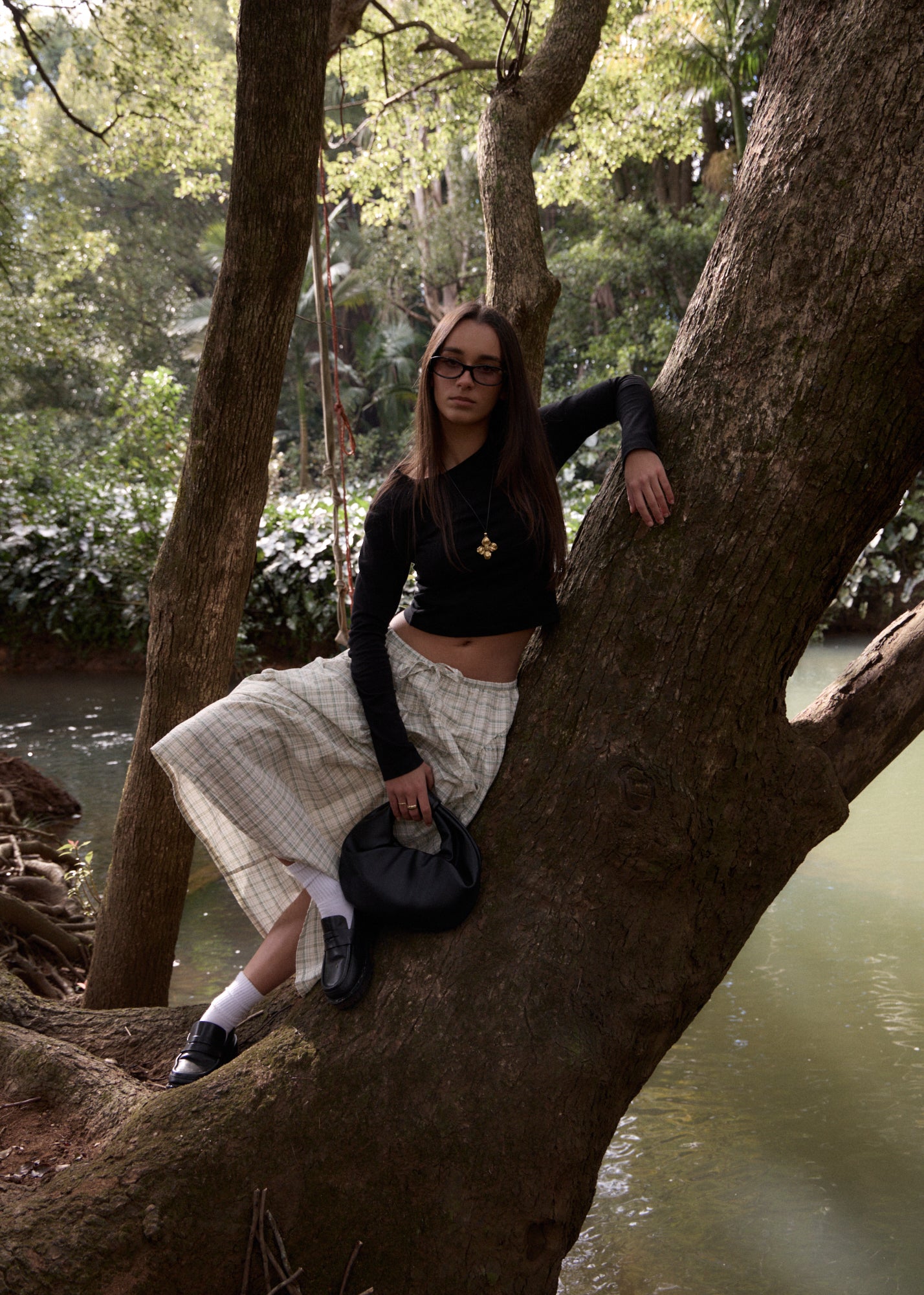 AFENDS Womens Legacy - Check Midi Skirt - Boa Check