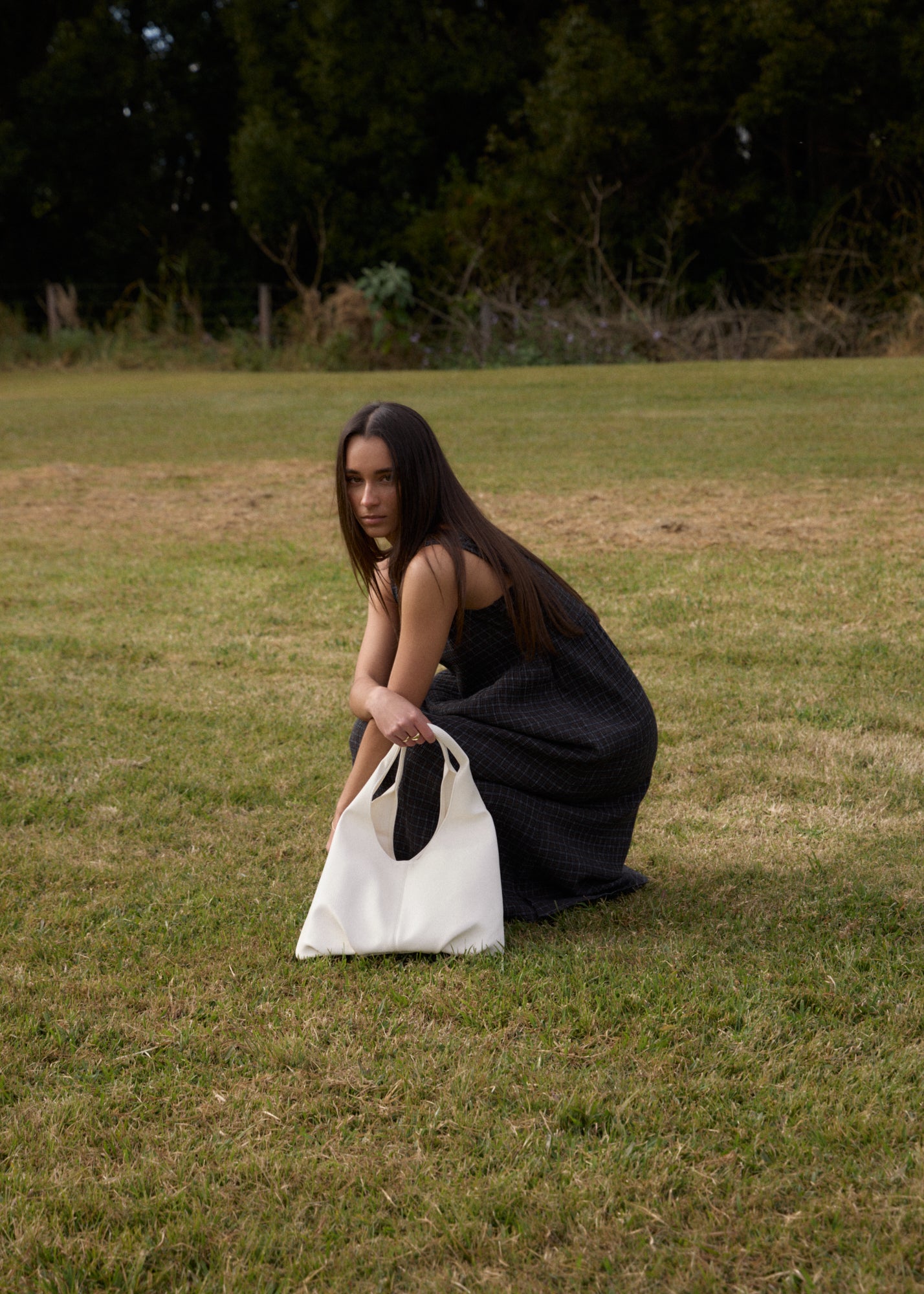 AFENDS Womens Dusk - Seersucker Check Midi Dress - Black Check