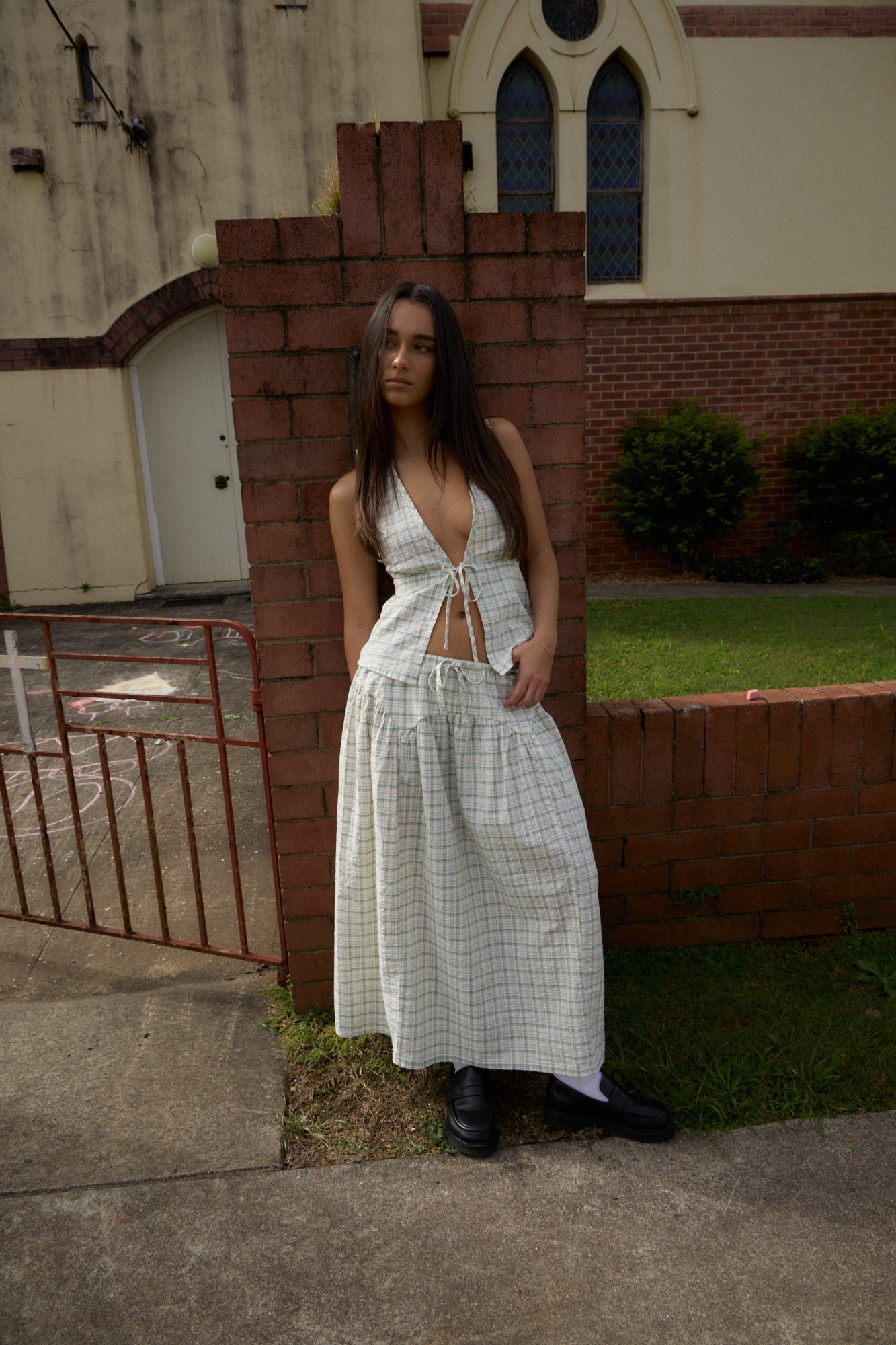 AFENDS Womens Legacy - Seersucker Sleeveless Top - Boa Check