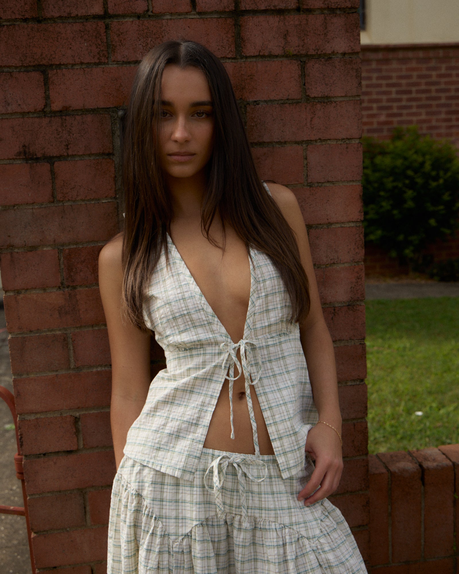 AFENDS Womens Legacy - Seersucker Sleeveless Top - Boa Check