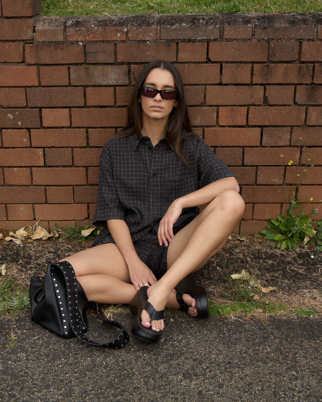 AFENDS Womens Dusk - Seersucker Boxer Short - Black Check