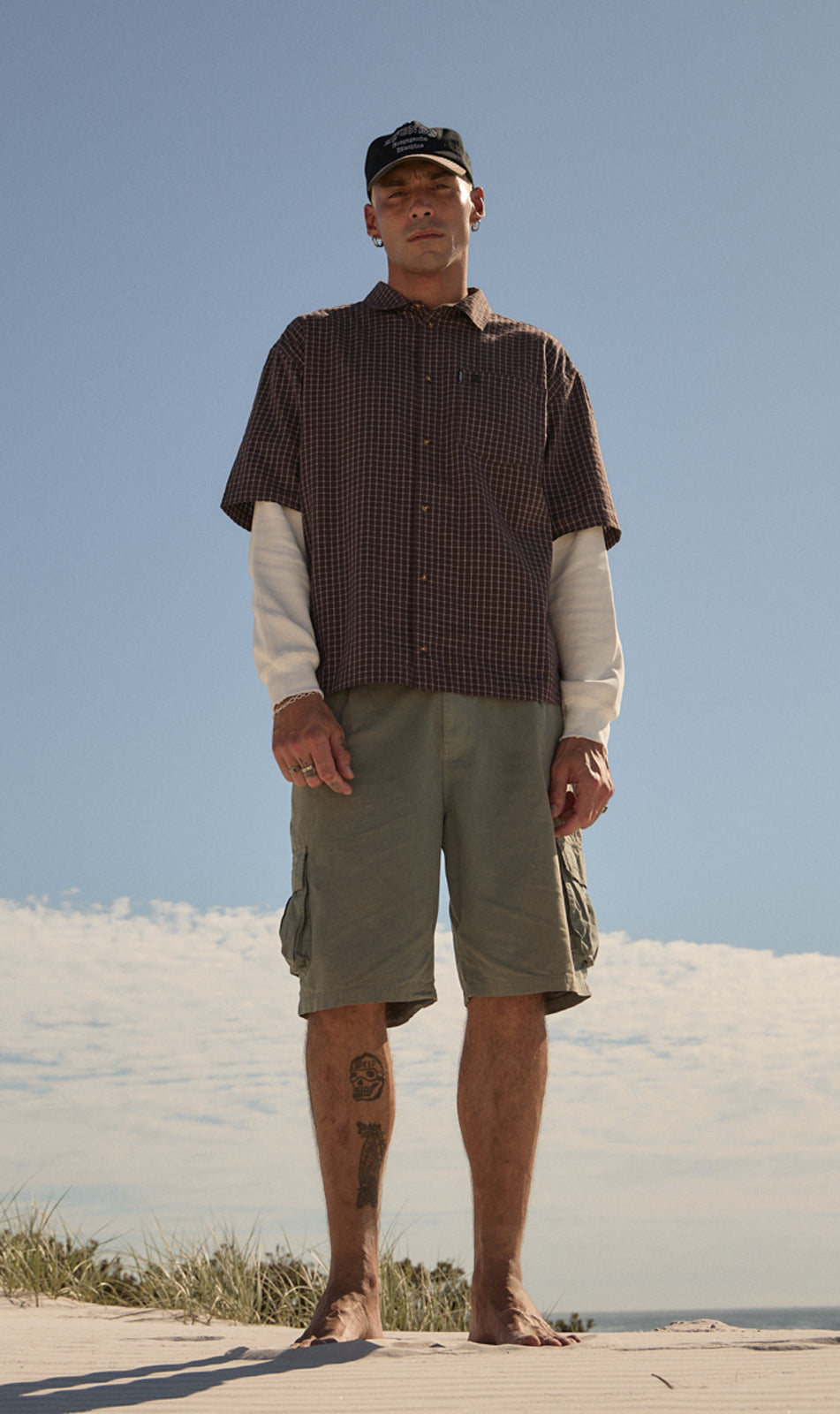 AFENDS Mens Reverb - Seersucker Short Sleeve Shirt - Chocolate Check