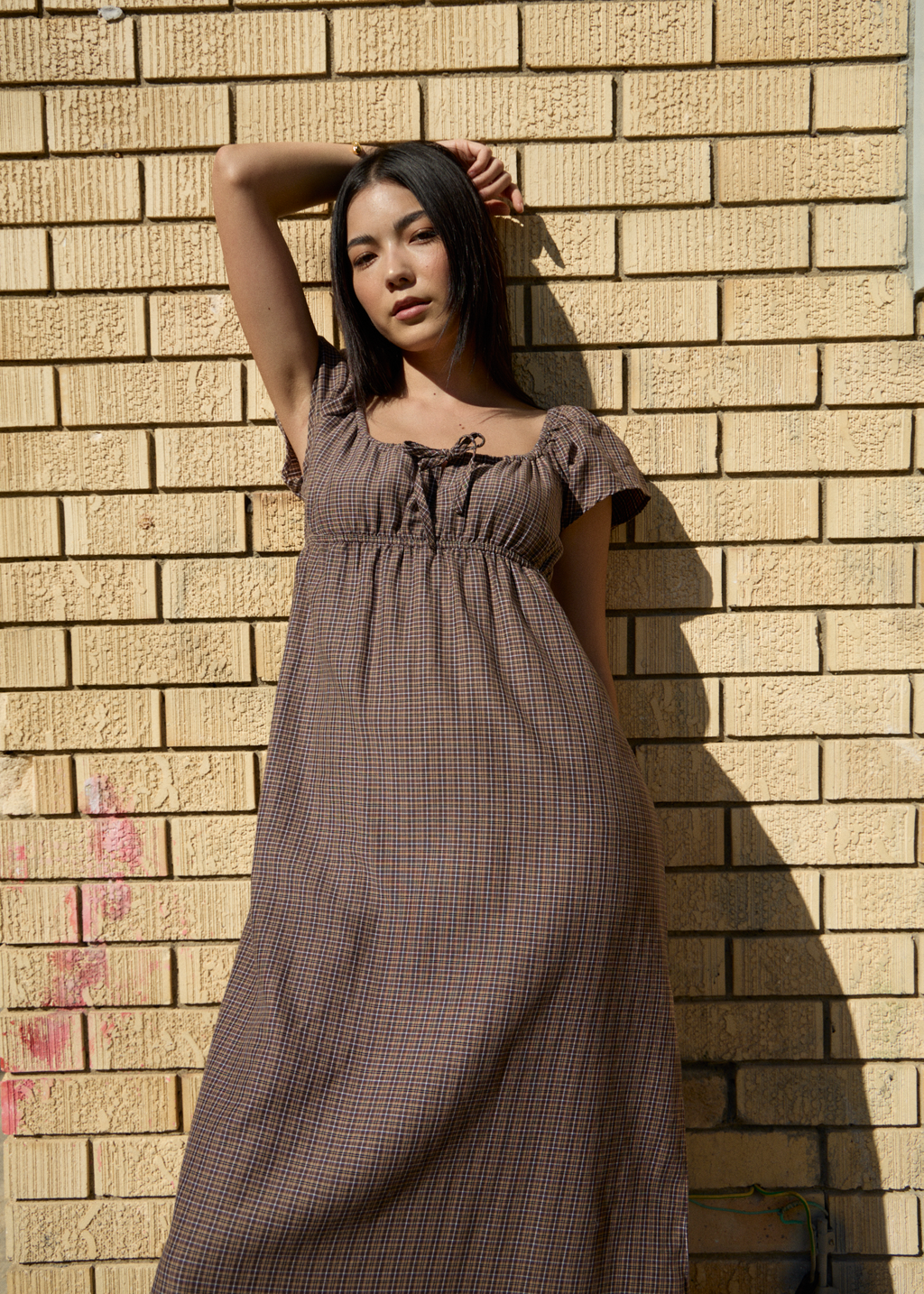 AFENDS Womens Hometown - Midi Dress - Coffee