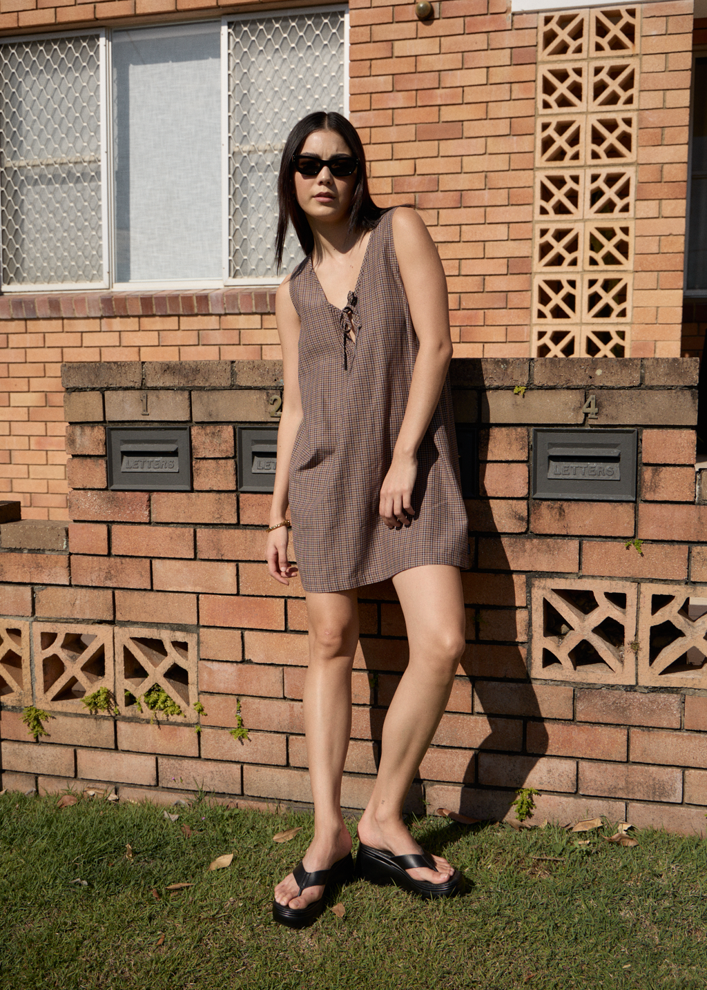 AFENDS Womens Hometown Michi - Mini Dress - Coffee