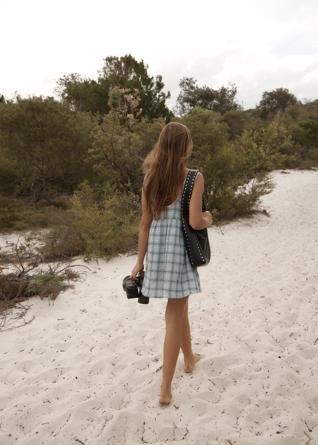 AFENDS Womens Lagoon Jesse - Seersucker Mini Dress - Overcast Check