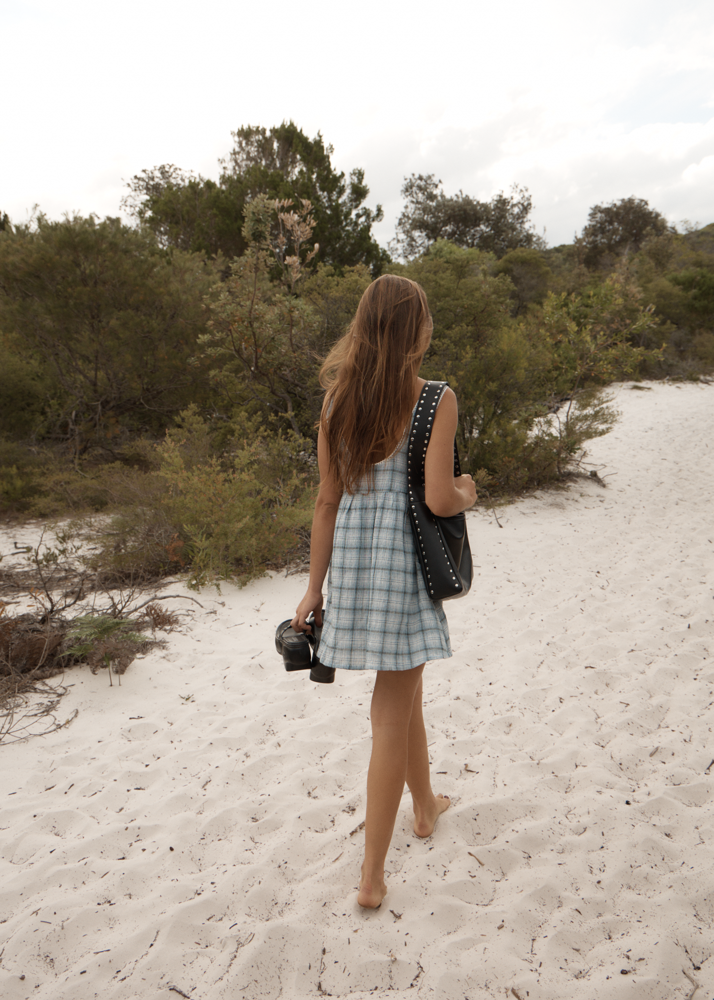 AFENDS Womens Lagoon Jesse - Seersucker Mini Dress - Overcast Check