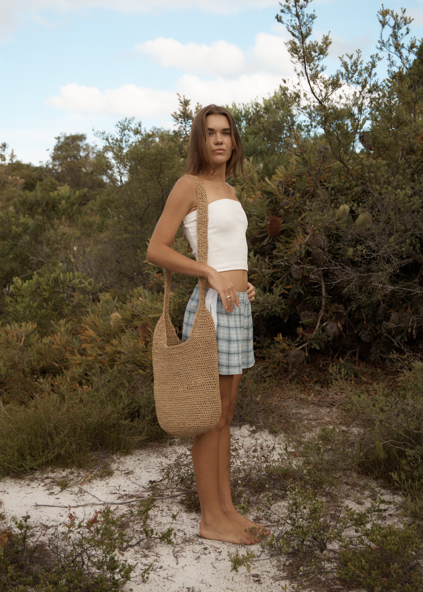 AFENDS Womens Lagoon - Seersucker Short - Overcast Check