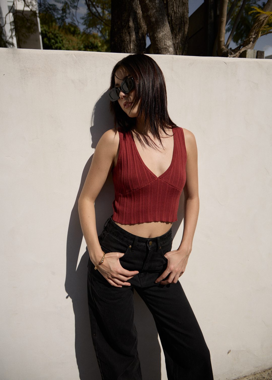 AFENDS Womens Iris - Knit Top - Red Rum