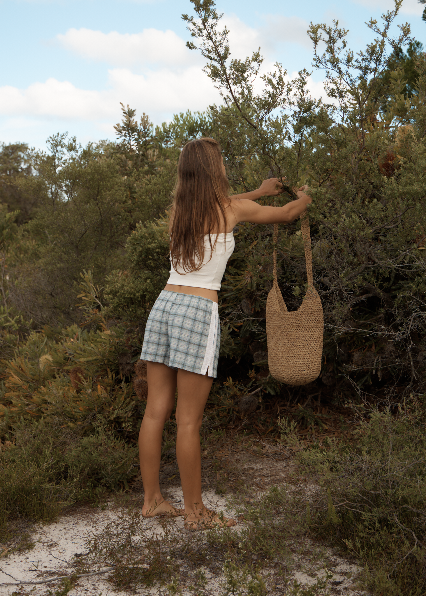 AFENDS Womens Lagoon - Seersucker Short - Overcast Check