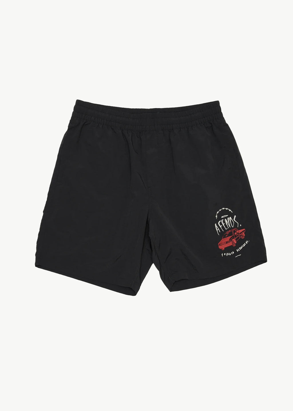 AFENDS Mens Trayback - Baywatch Swim Short 18" - Black