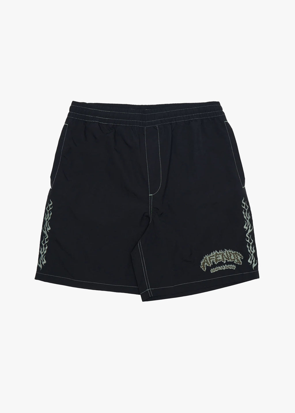 AFENDS Mens Flame On - Baywatch Short 18" - Black