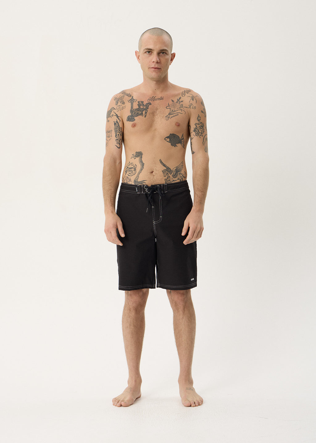 AFENDS Mens The Wreck - Fixed Waist Boardshort 20" - Black