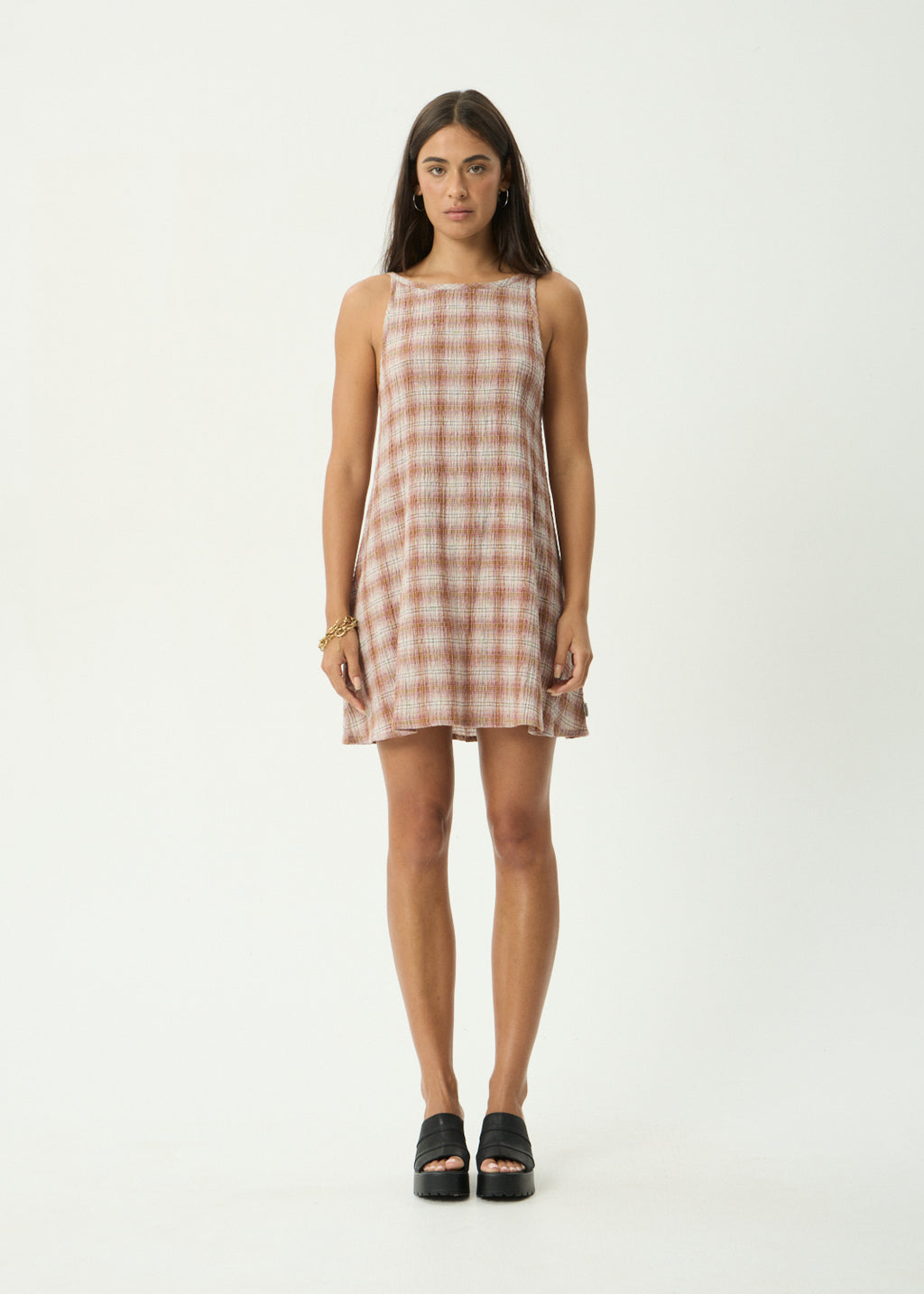 AFENDS Sammy - Seersucker Mini Dress - Desert Check