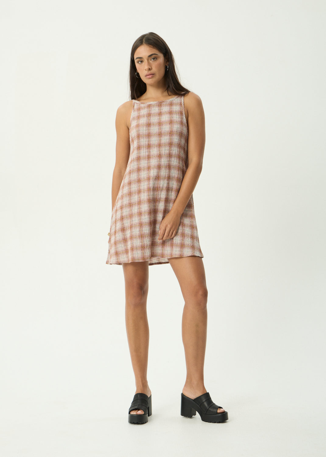 AFENDS Sammy - Seersucker Mini Dress - Desert Check