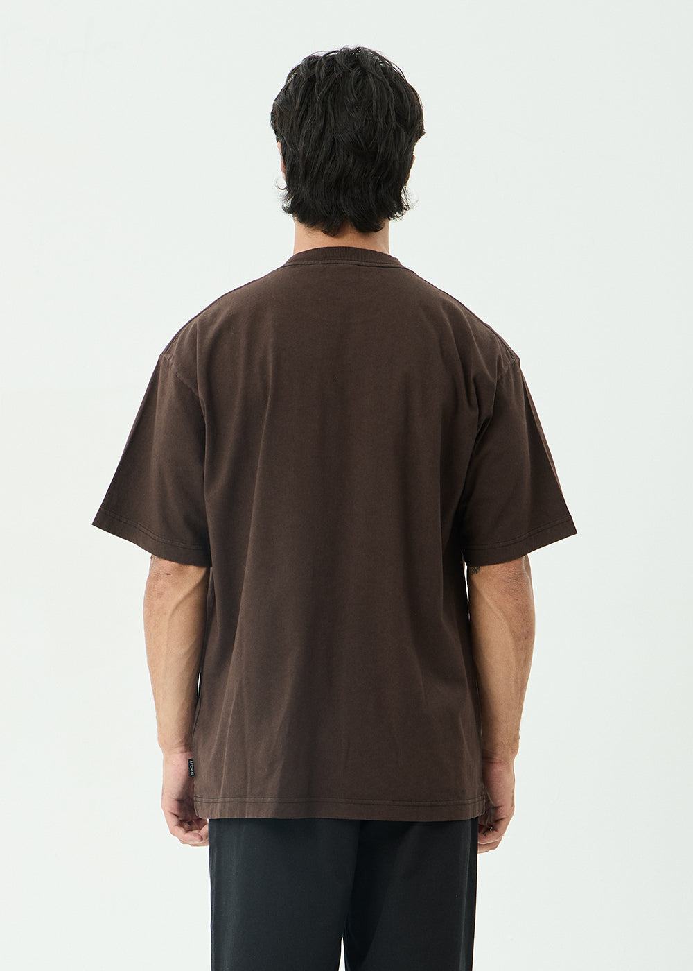 AFENDS Mens Labyrinth - Boxy Tee - Washed Coffee