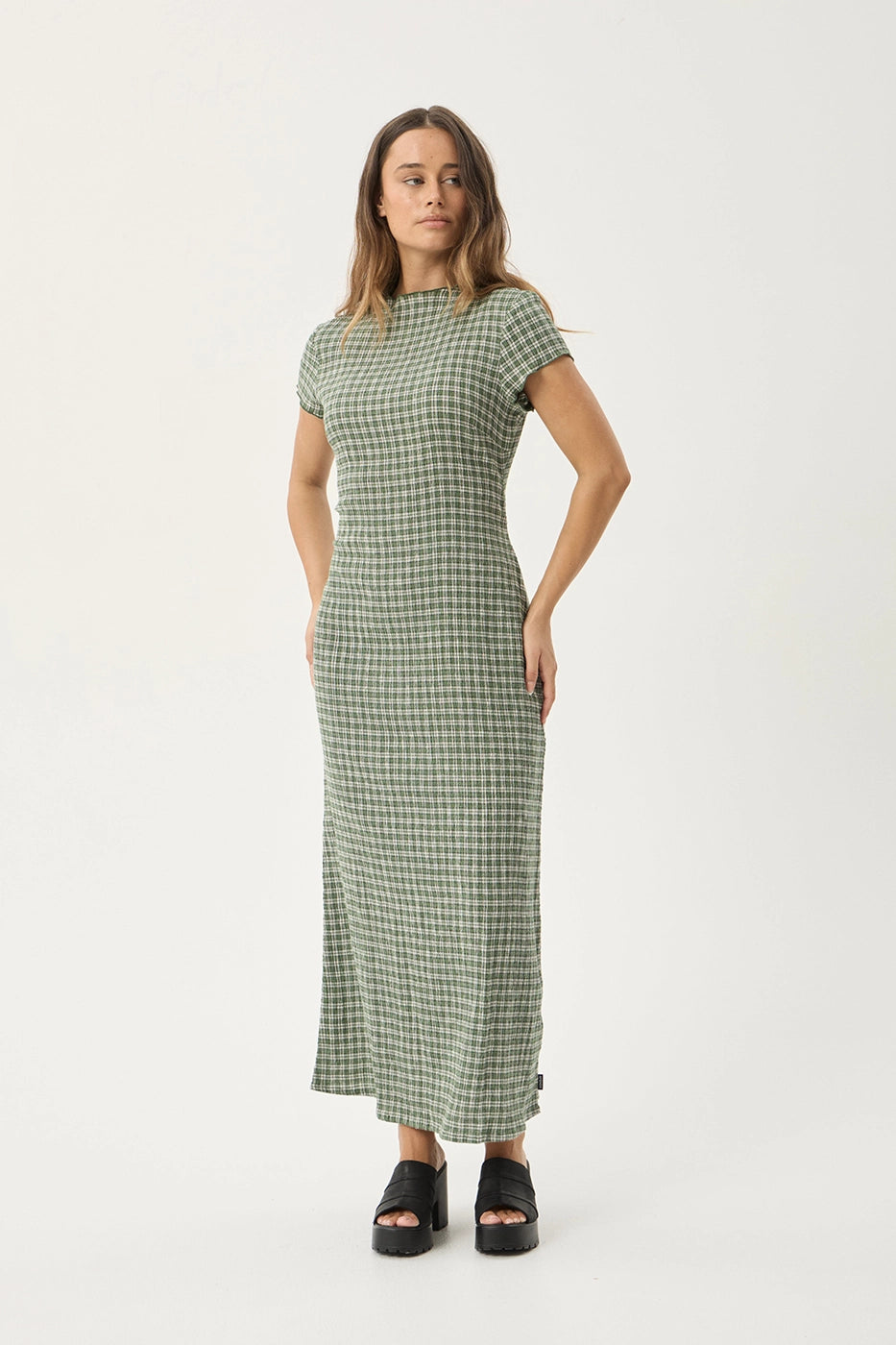 Hemp Maxi Dress - Womens Sustainable Style Summer Dress | AFENDS Womens Tully - Seersucker Maxi Dress - Base Deep Green Check, S Hemp Maxi Dress - Womens Sustainable Style Summer Dress | AFENDS Womens Tully - Seersucker Maxi Dress - Base Deep Green Check, S