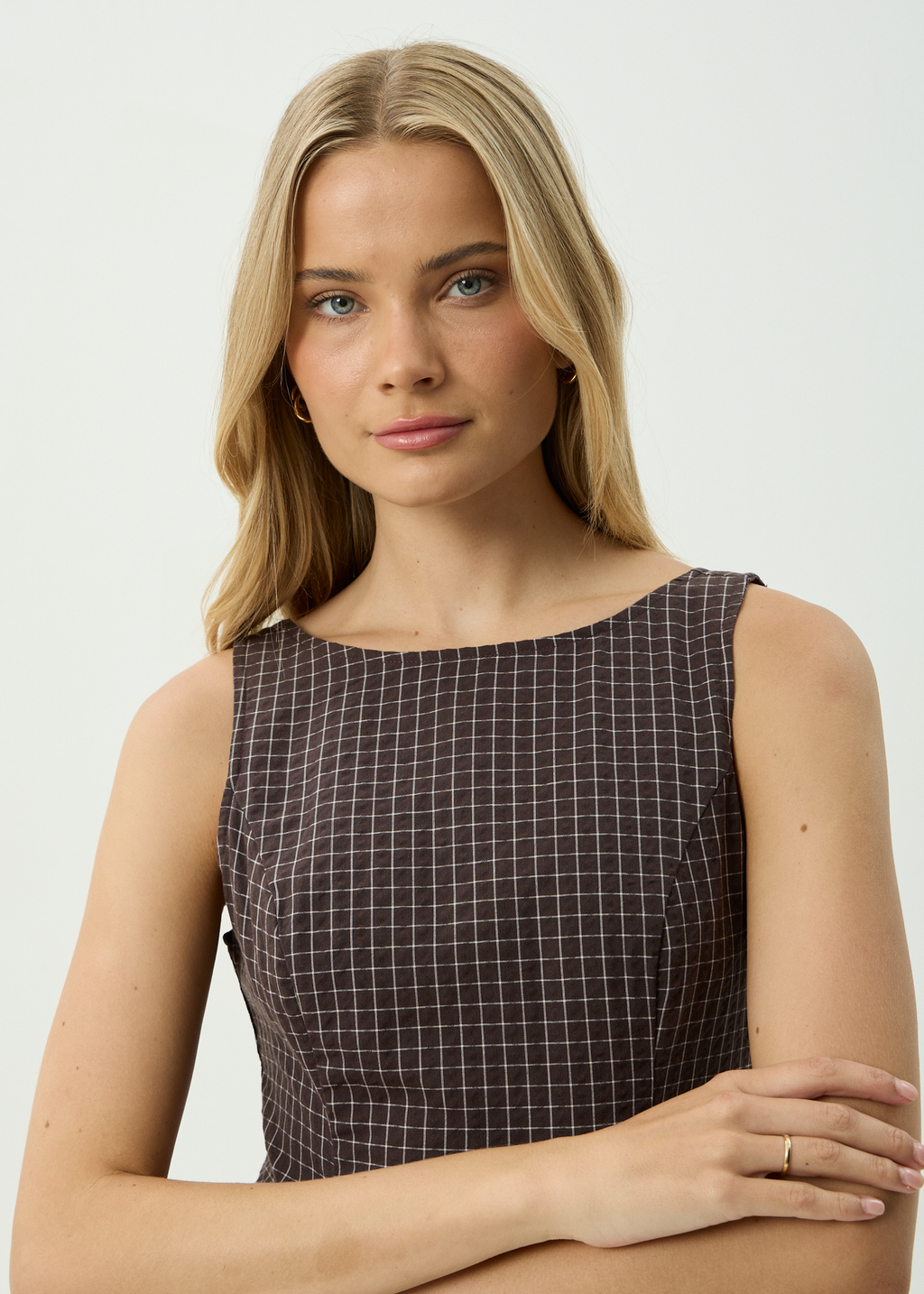 AFENDS Womens Lux - Mini Dress - Chocolate Check