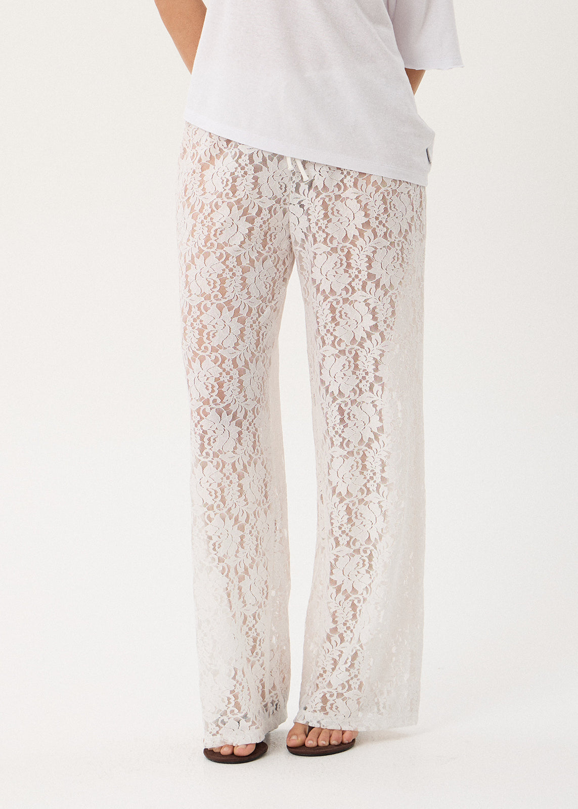 AFENDS Jones - Lace Pant - White