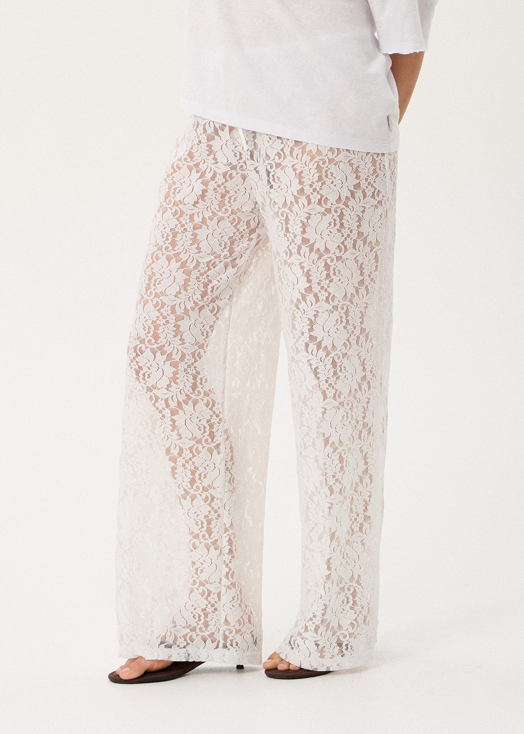 AFENDS Jones - Lace Pant - White