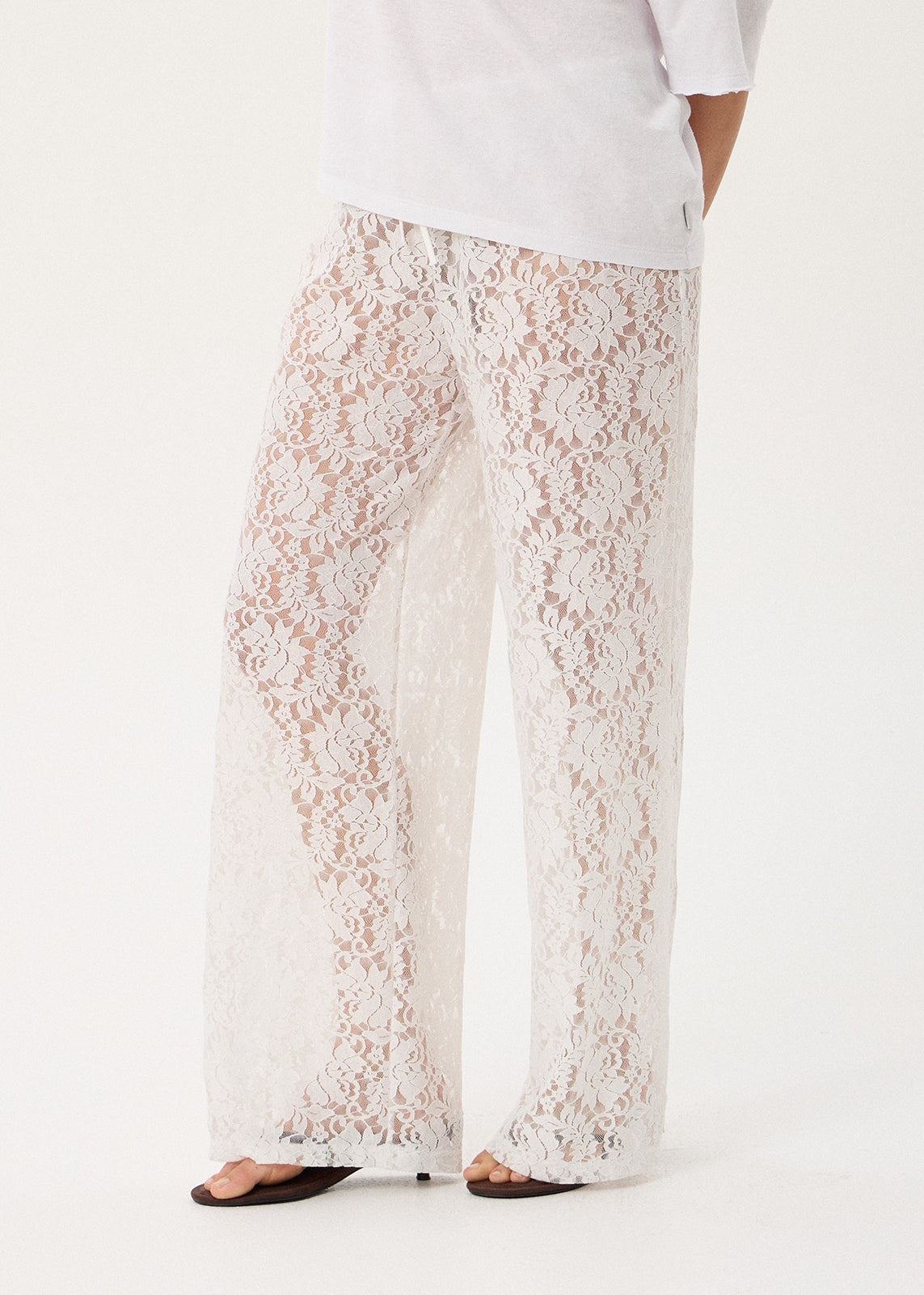 AFENDS Jones - Lace Pant - White