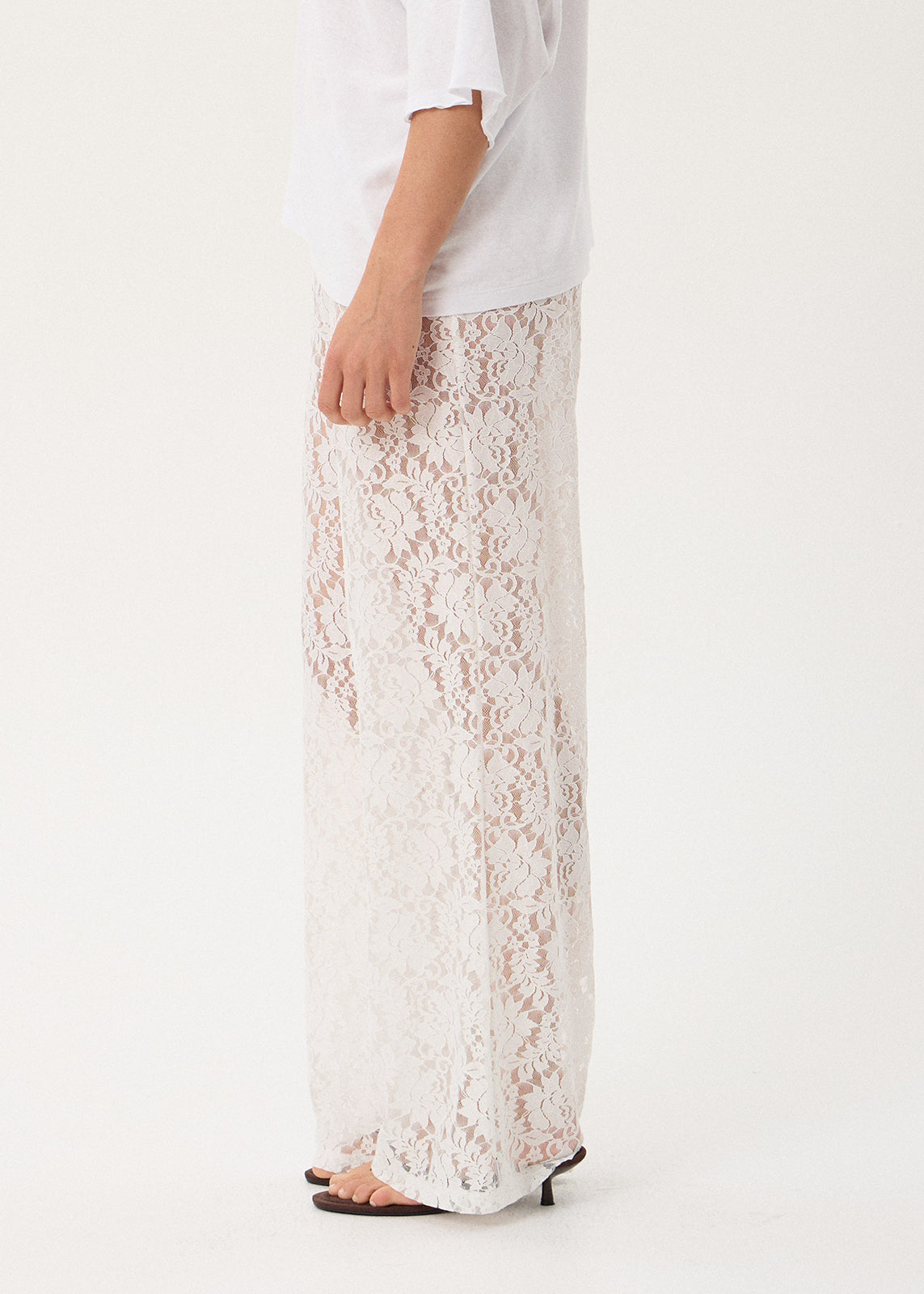 AFENDS Jones - Lace Pant - White