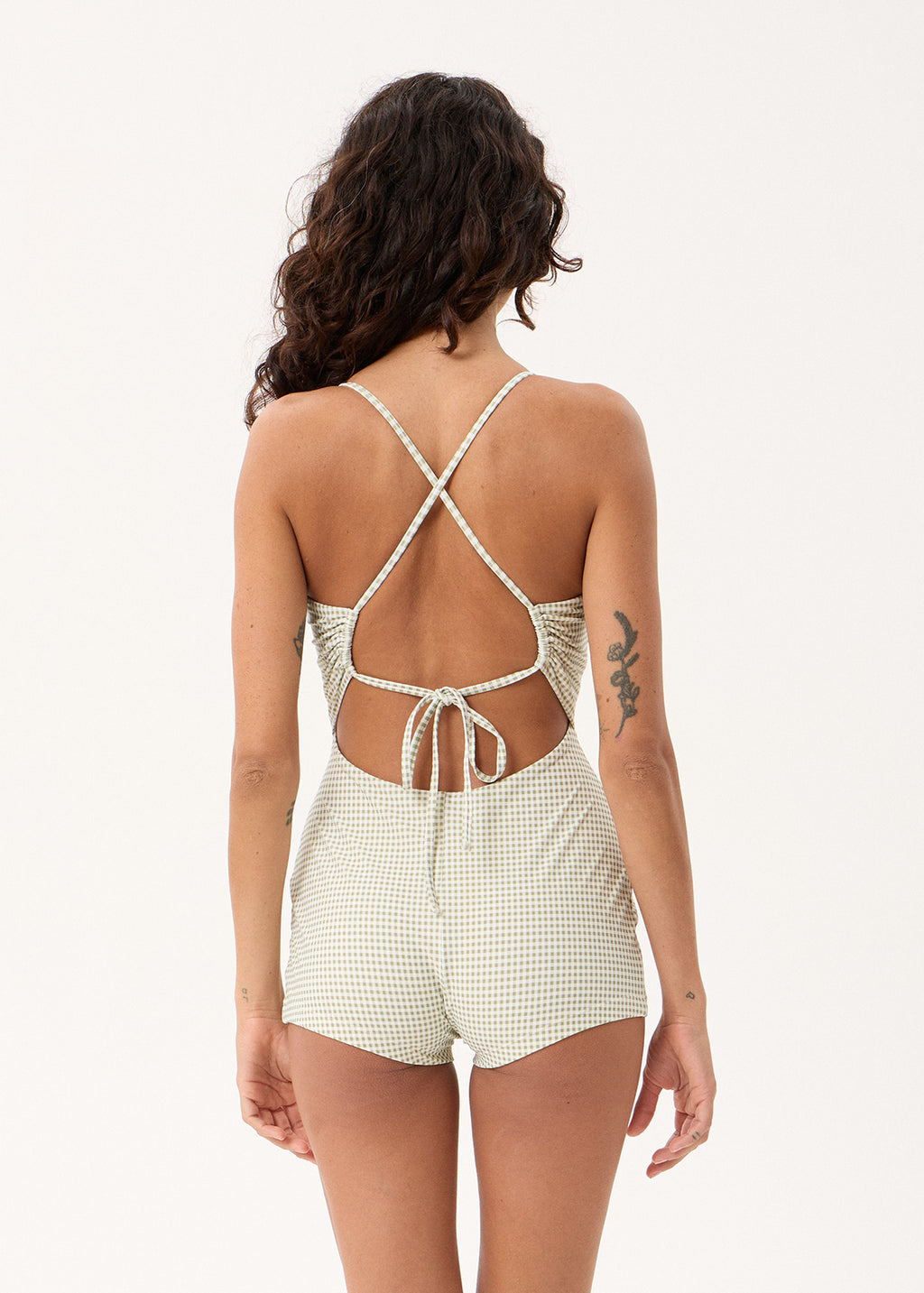 AFENDS Brays - Boyleg One Piece - Sage Gingham