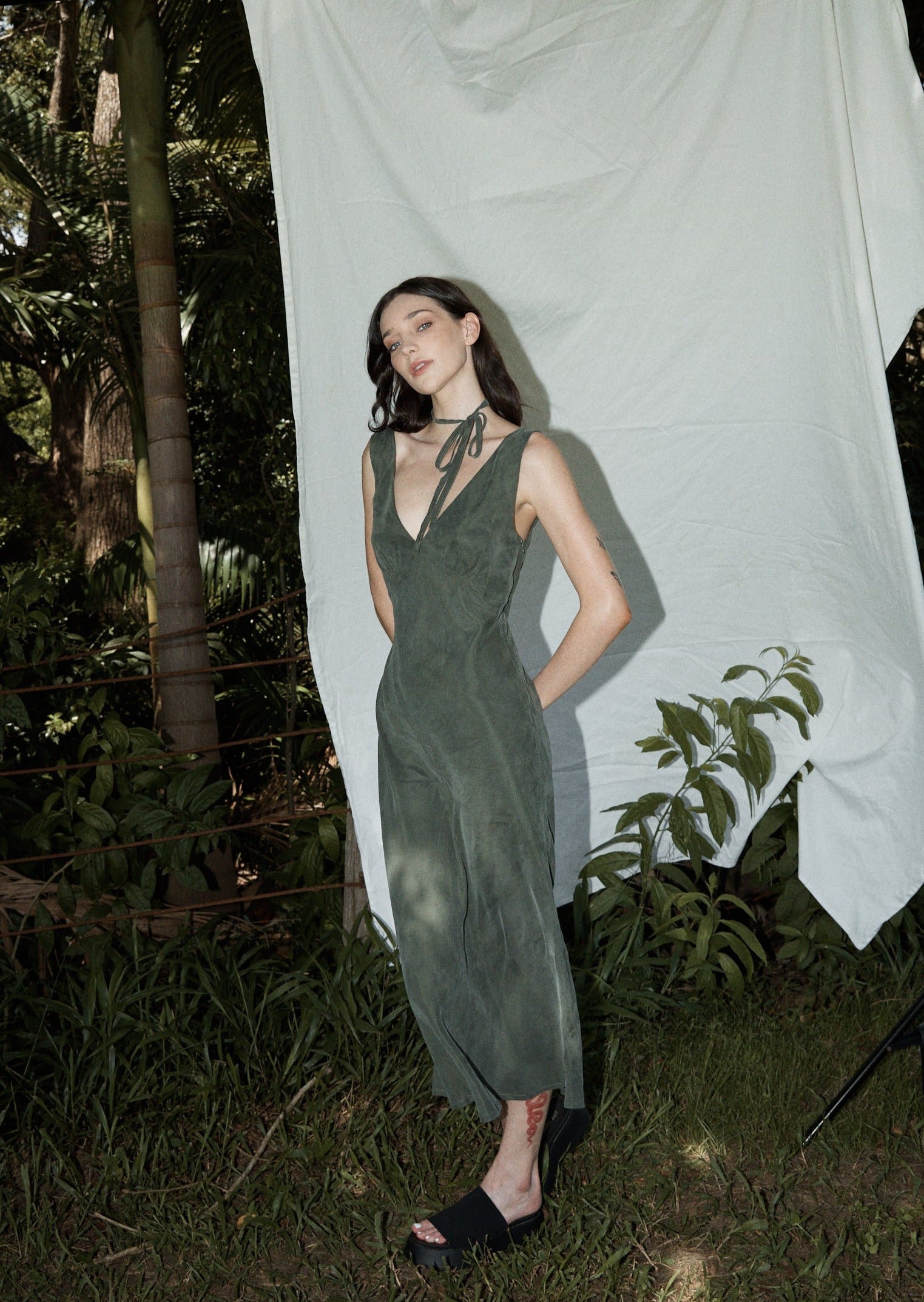 AFENDS Womens GIA - Cupro Maxi Dress - Deep Green | Women's Casual Summer Dress, L AFENDS Womens GIA - Cupro Maxi Dress - Deep Green | Women's Casual Summer Dress, L
