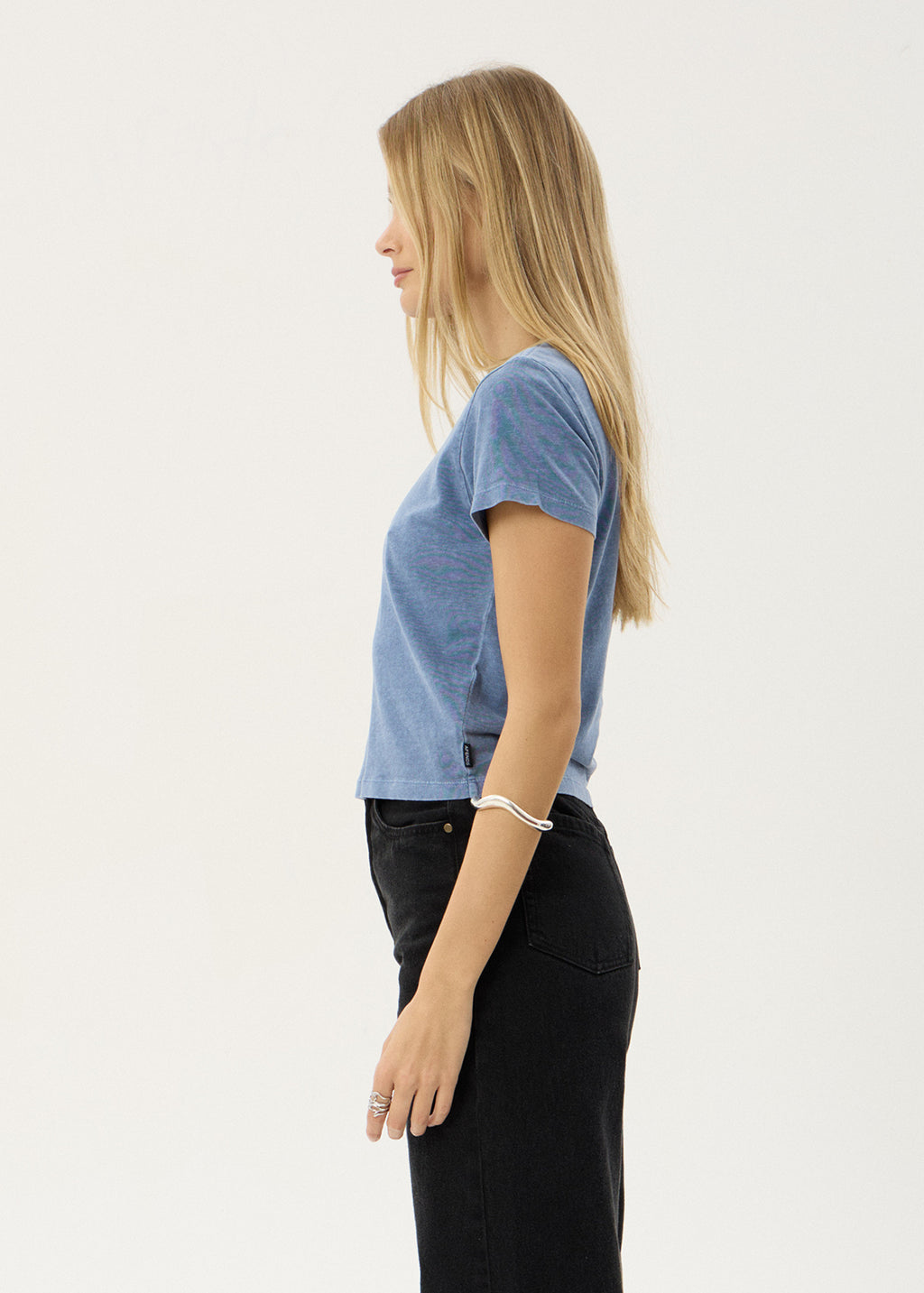 AFENDS Womens Carmen - Baby Tee - Washed Slate Blue