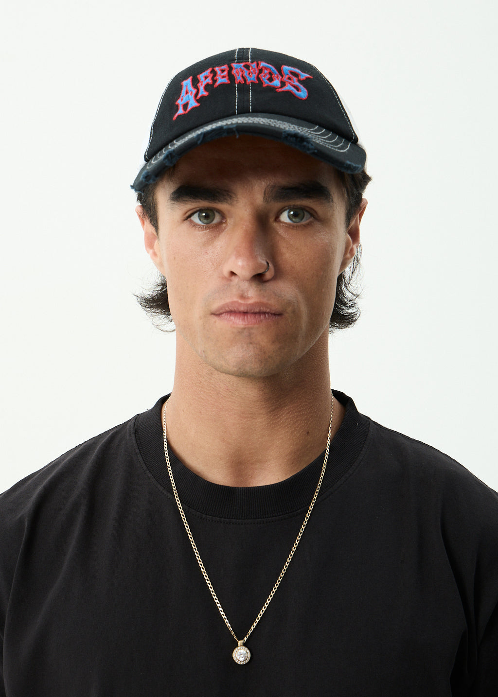 AFENDS Mot - Six Panel Mesh Cap - Stone Black