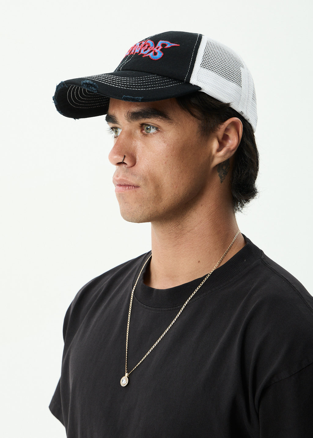 AFENDS Mot - Six Panel Mesh Cap - Stone Black