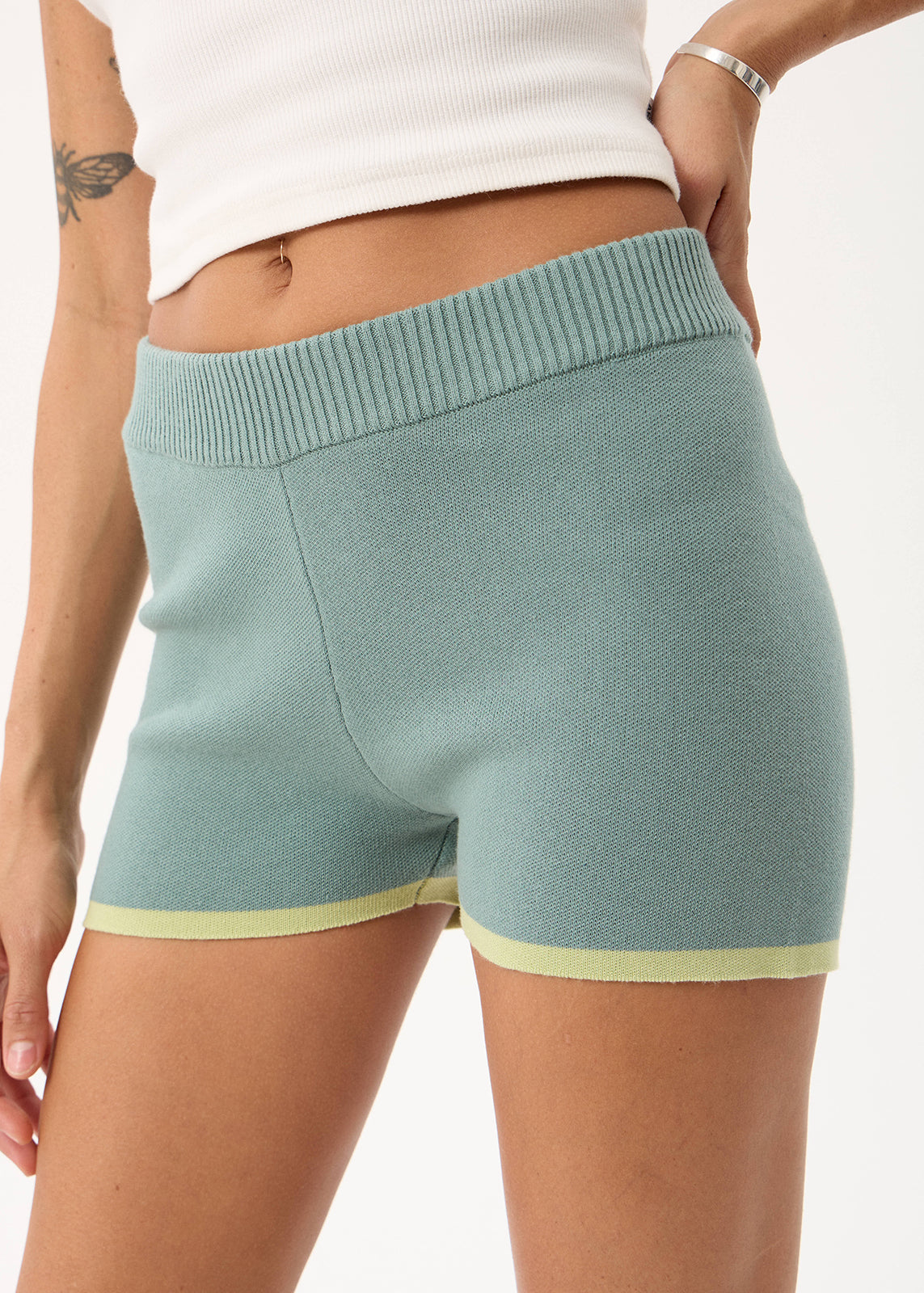 AFENDS Addison - Knit Short - Antique Blue