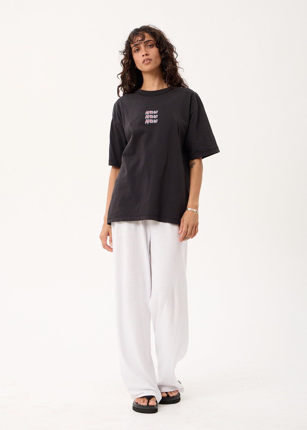 AFENDS Repetition - Boxy Tee - Stone Black