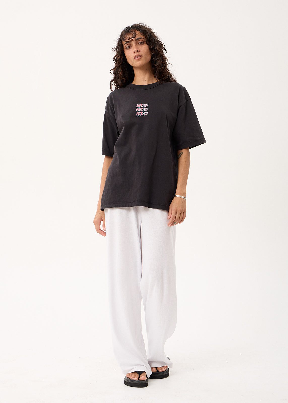 AFENDS Repetition - Boxy Tee - Stone Black