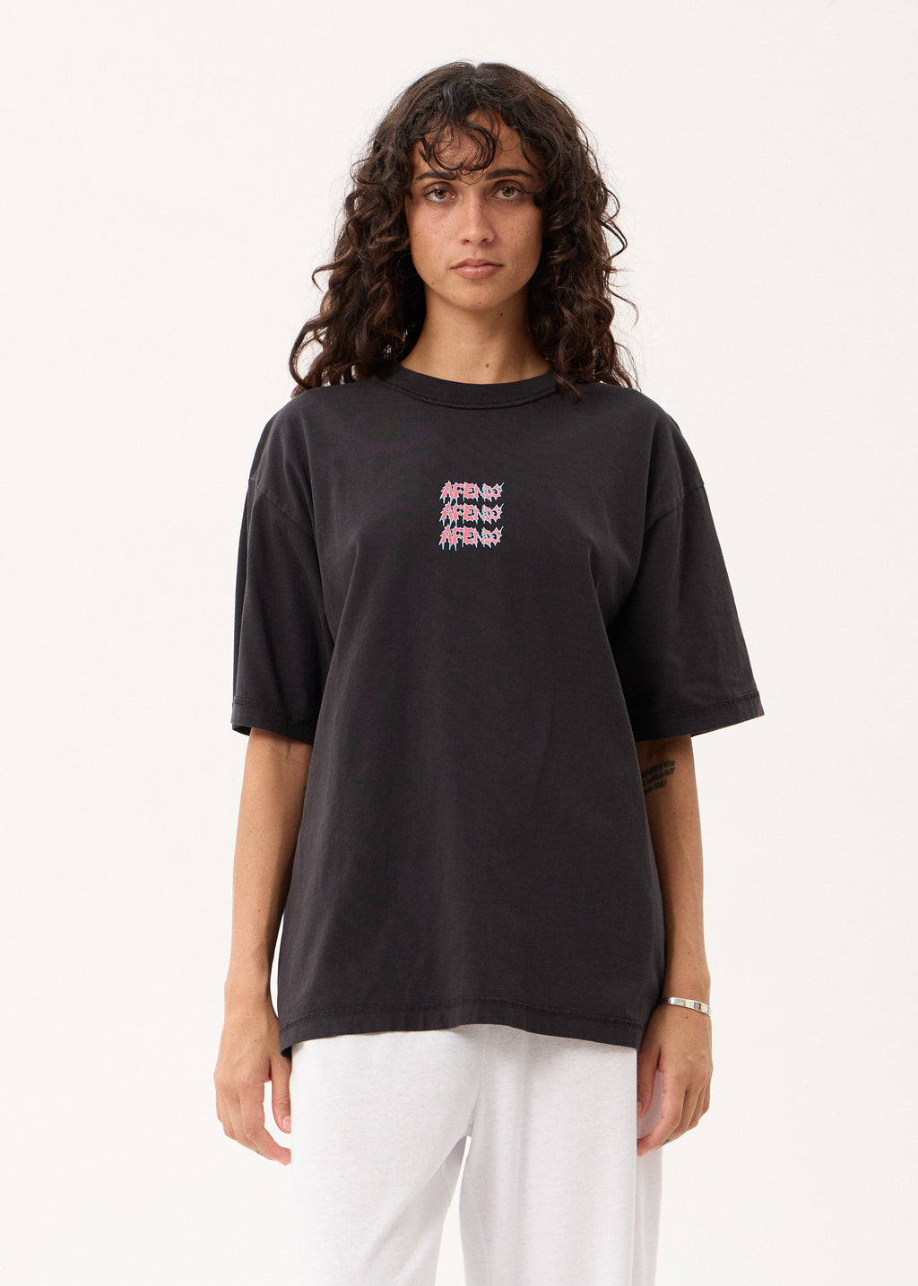 AFENDS Repetition - Boxy Tee - Stone Black