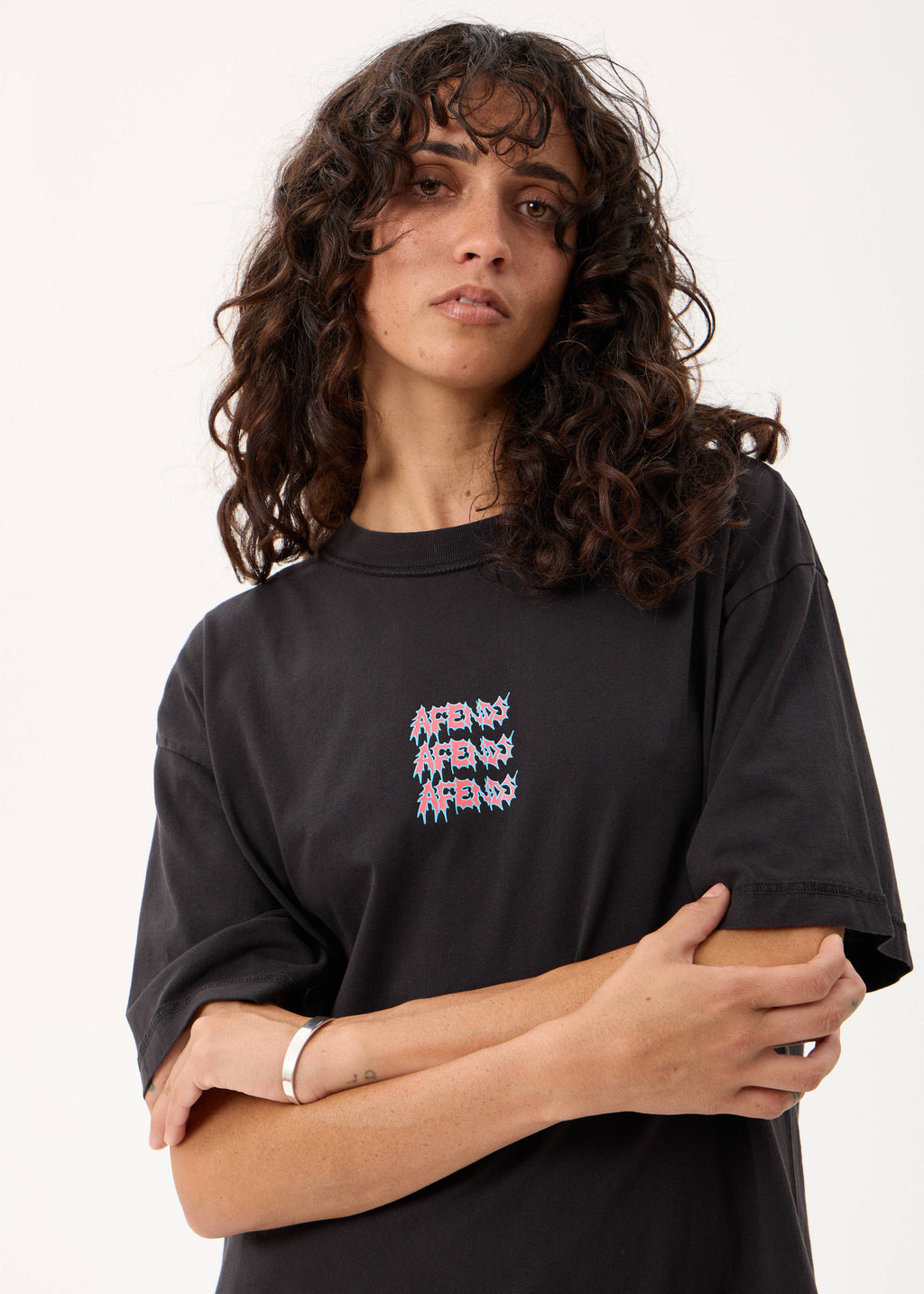 AFENDS Repetition - Boxy Tee - Stone Black