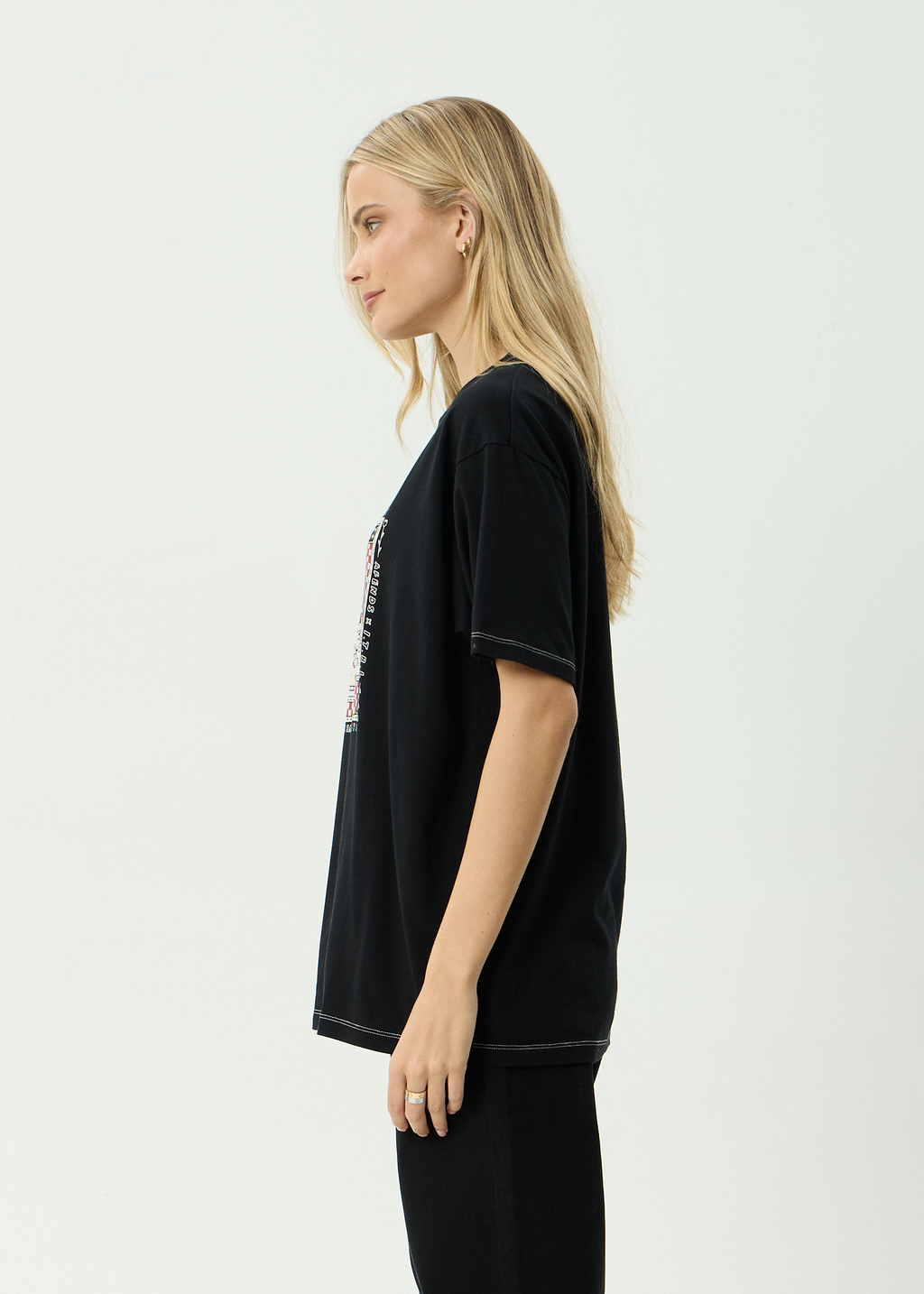 AFENDS Womens Have A Good Day - Oversized Tee - Black
